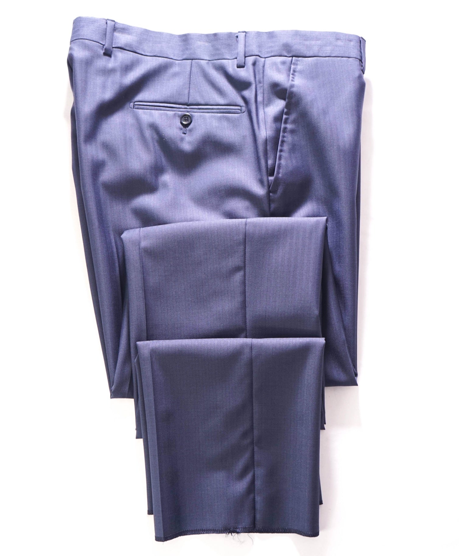 $400 SAKS FIFTH AVENUE - Wool Navy Blue Herringbone Pants - 36W