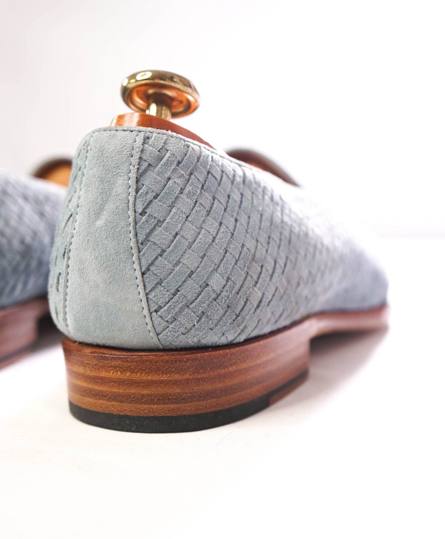 $395 J. FITZPATRICK - Woven Suede Baby Blue Loafers - 11 US (10 UK)