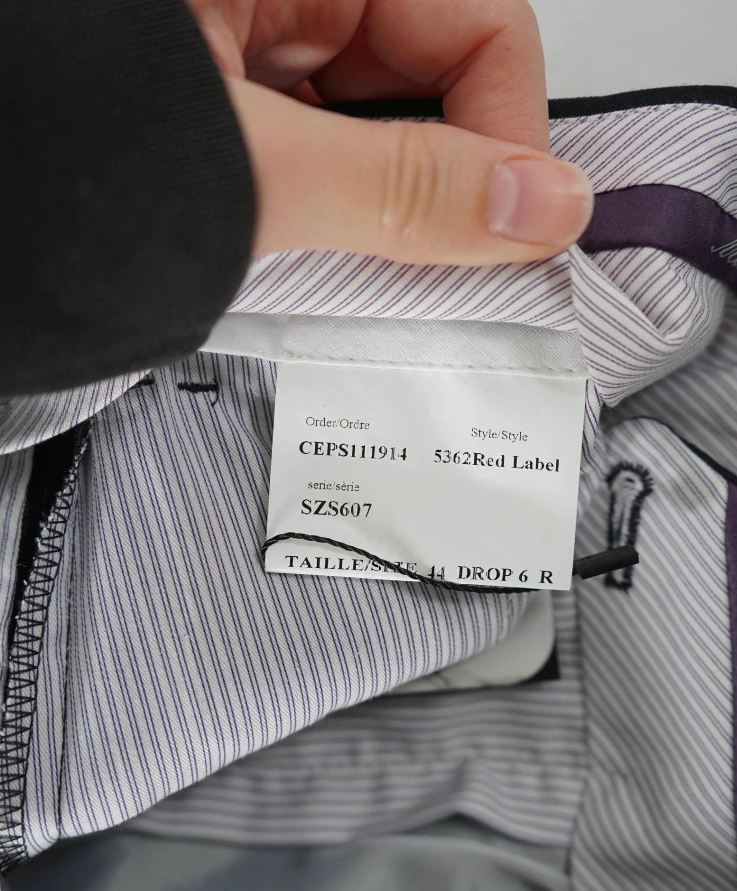 $400 SAKS FIFTH AVENUE - Wool Tonal Stripe Black Pants - 38W