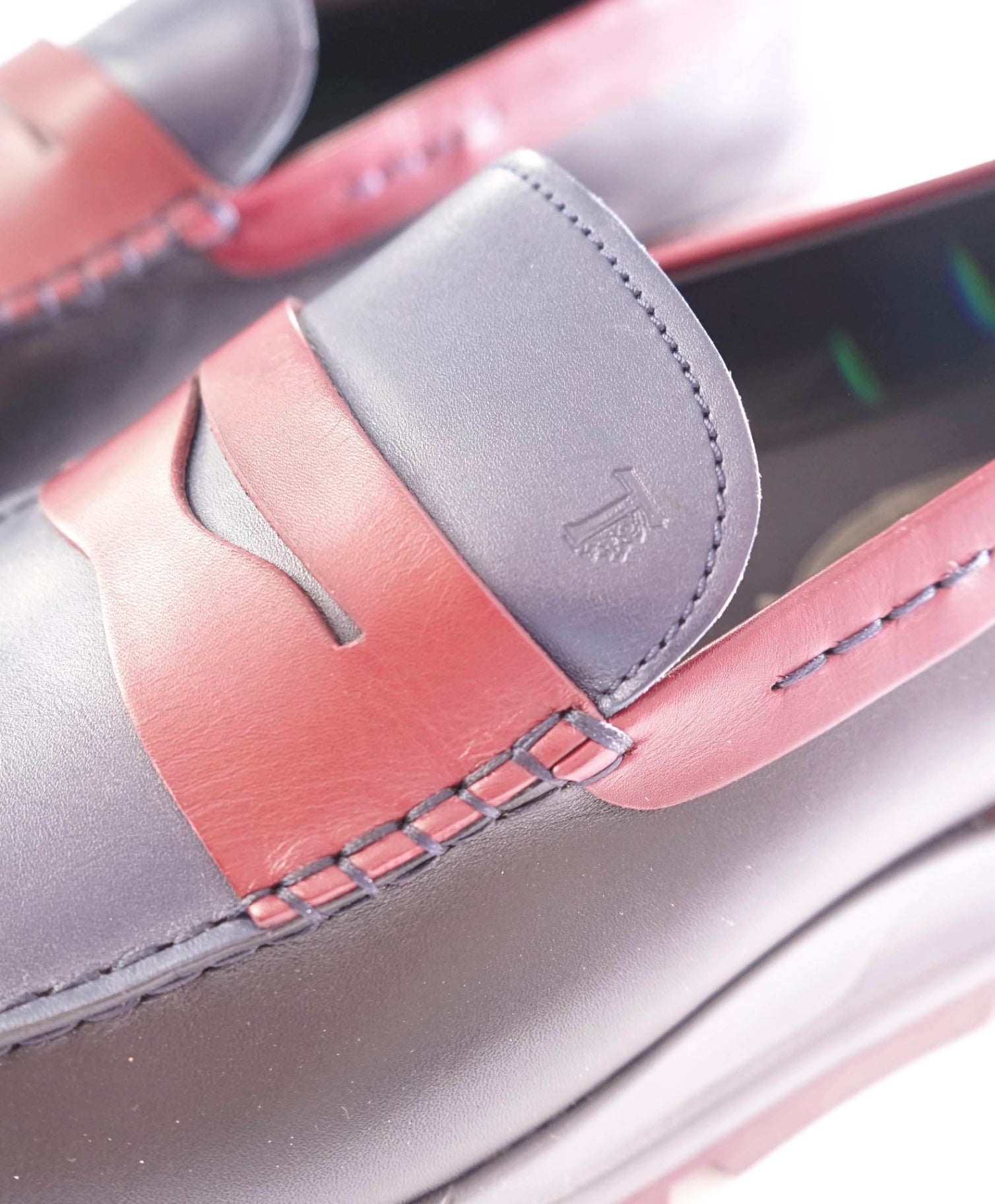 $775 TOD'S - Leather Navy Lug Sole Penny Loafers - US 12.5 (11.5UK)