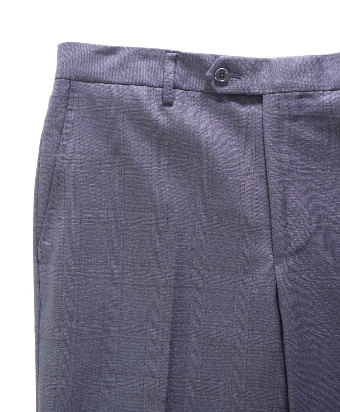 $400 SAKS FIFTH AVENUE - Wool Navy Blue Plaid Pants - 34W