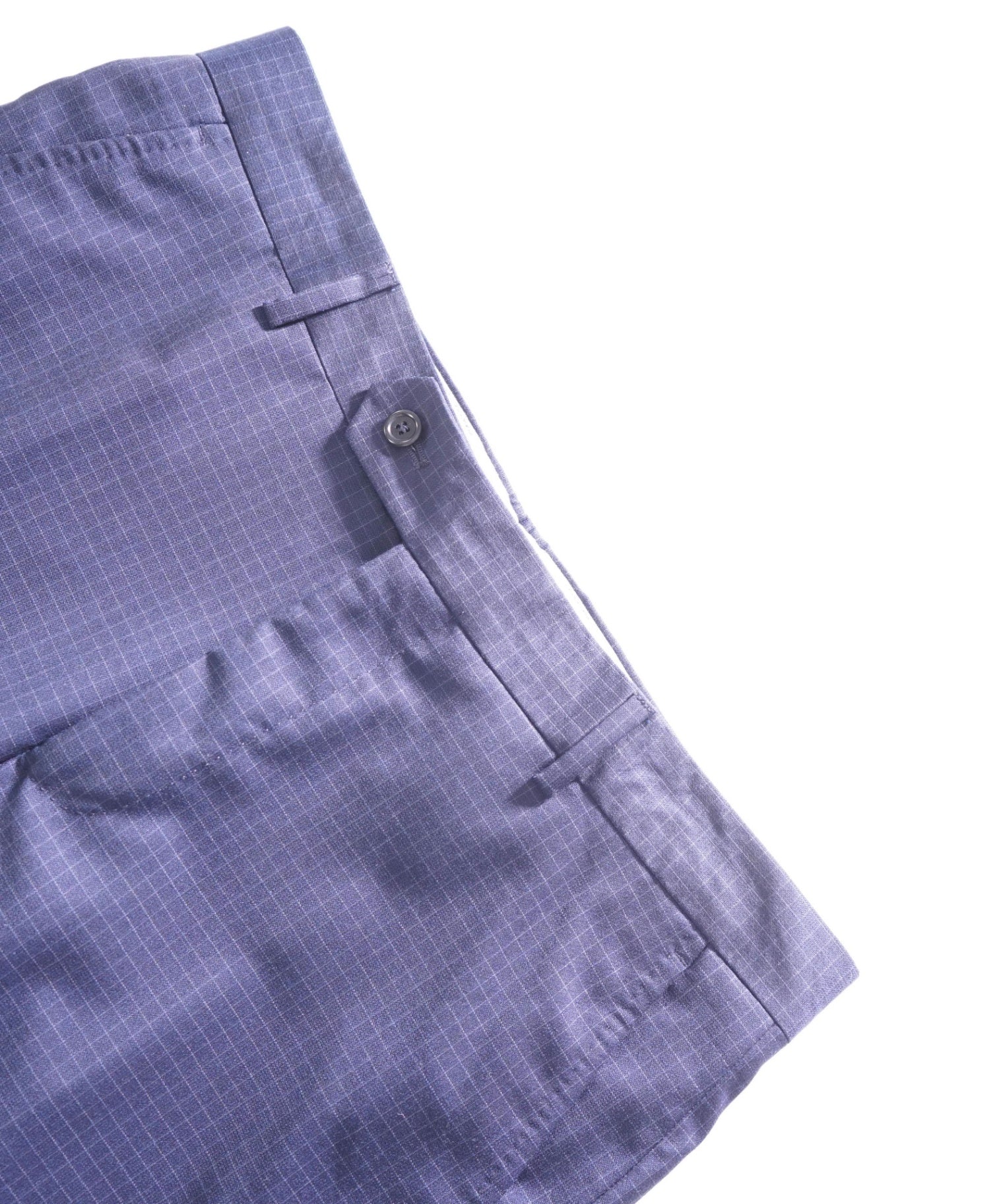 $400 SAKS FIFTH AVENUE - Wool Navy Blue Micro Check Pants - 34W