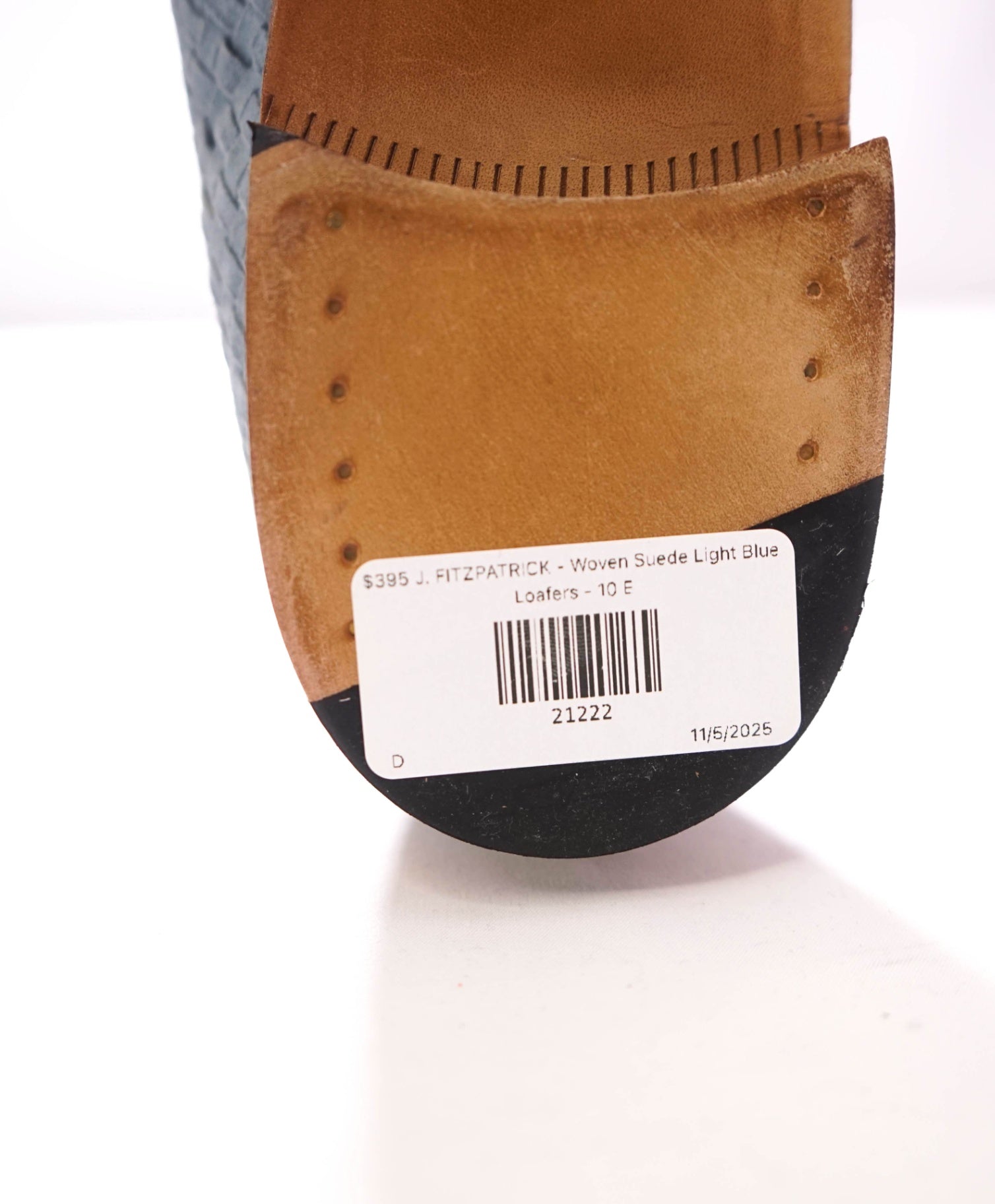 $395 J. FITZPATRICK - Woven Suede Baby Blue Loafers - 11 US (10 UK)