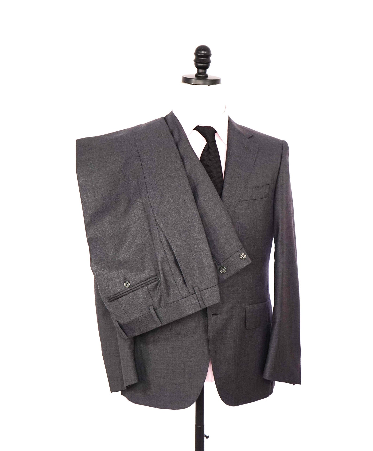 $1,995 CANALI - Wool Solid Gray 2-Btn Classic Suit - 36S