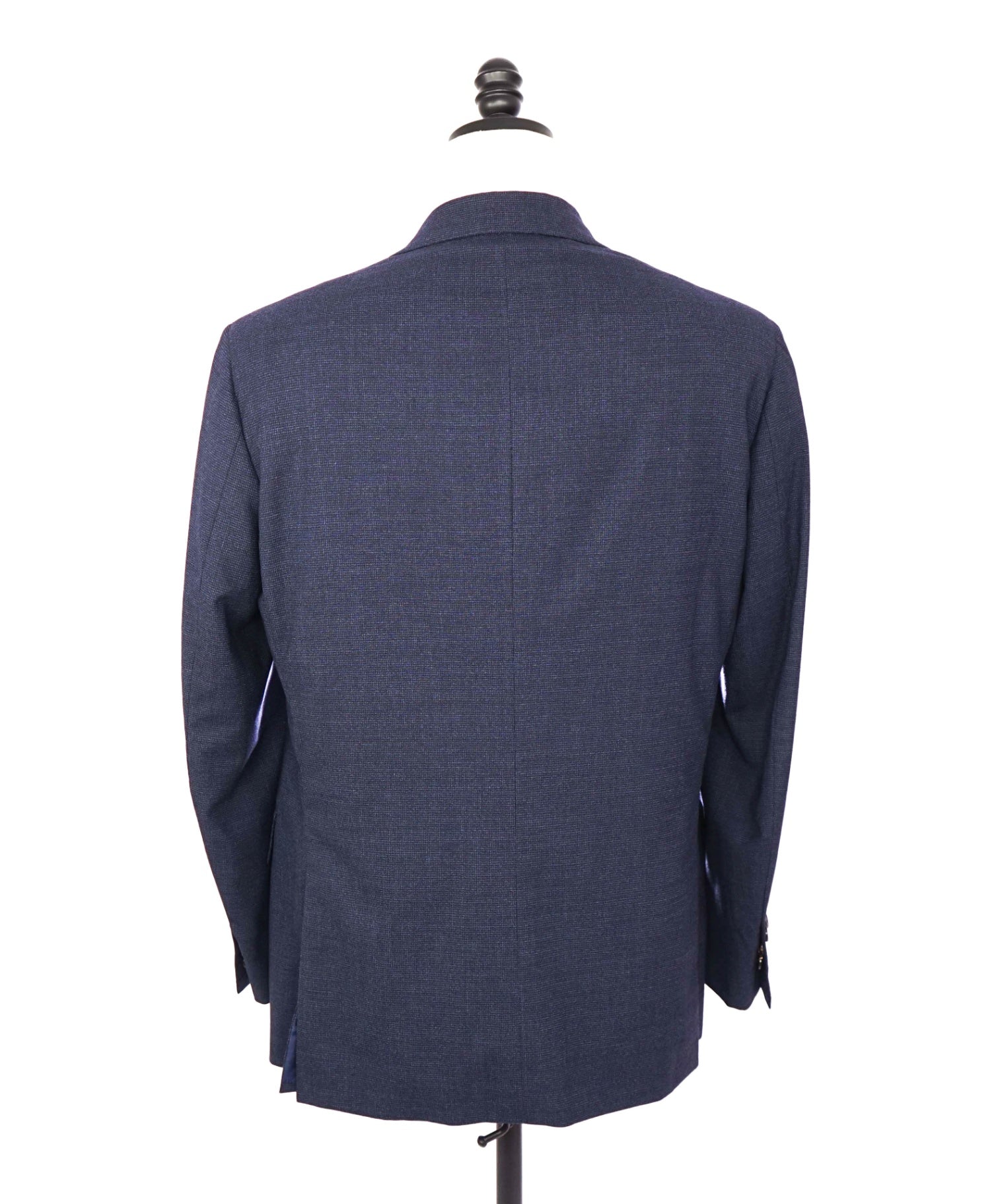 $4,050 ISAIA - Wool Navy Blue Micro check Suit - 42R