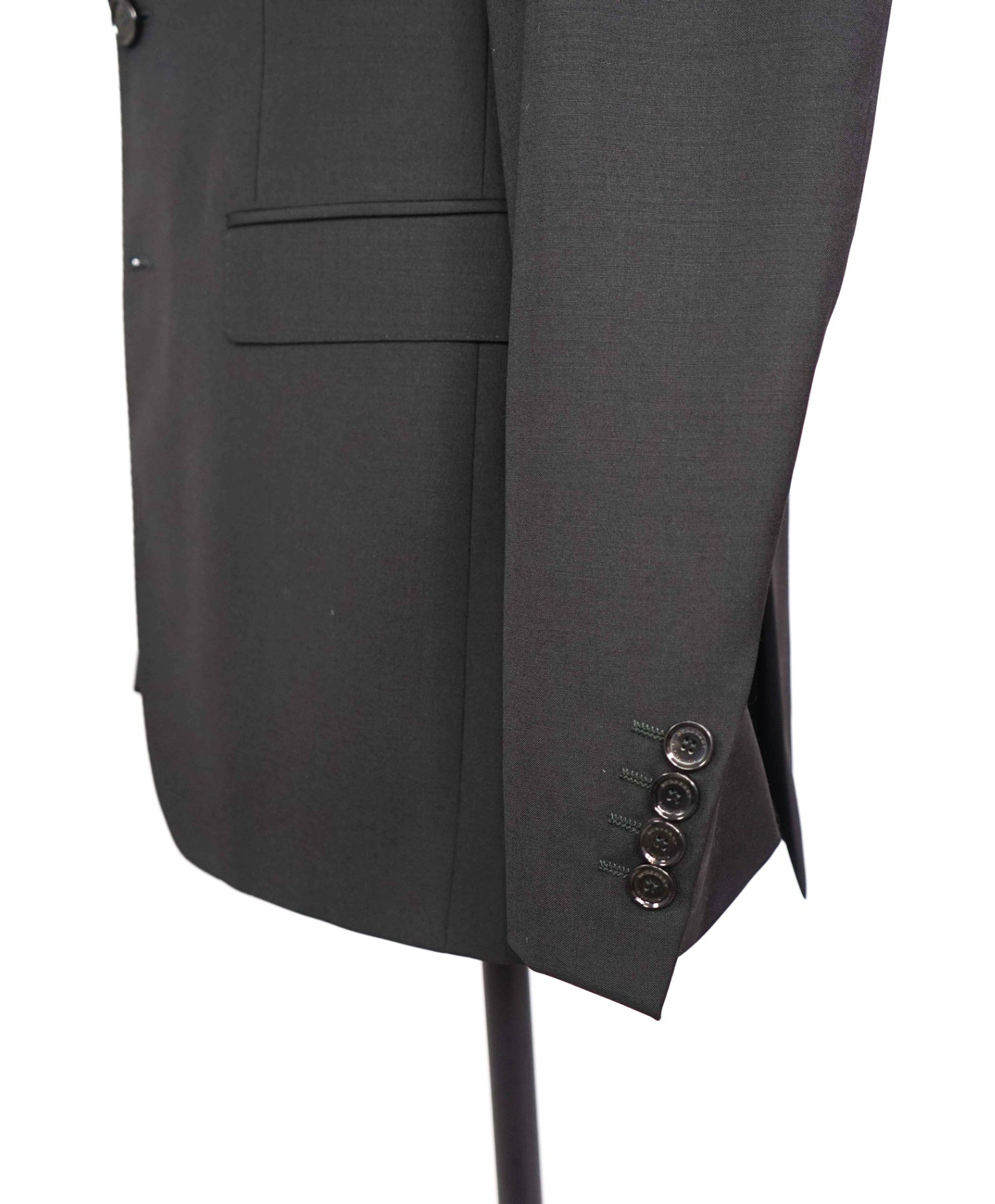 $2,395 BURBERRY LONDON - Solid Black Wool Suit - 40L