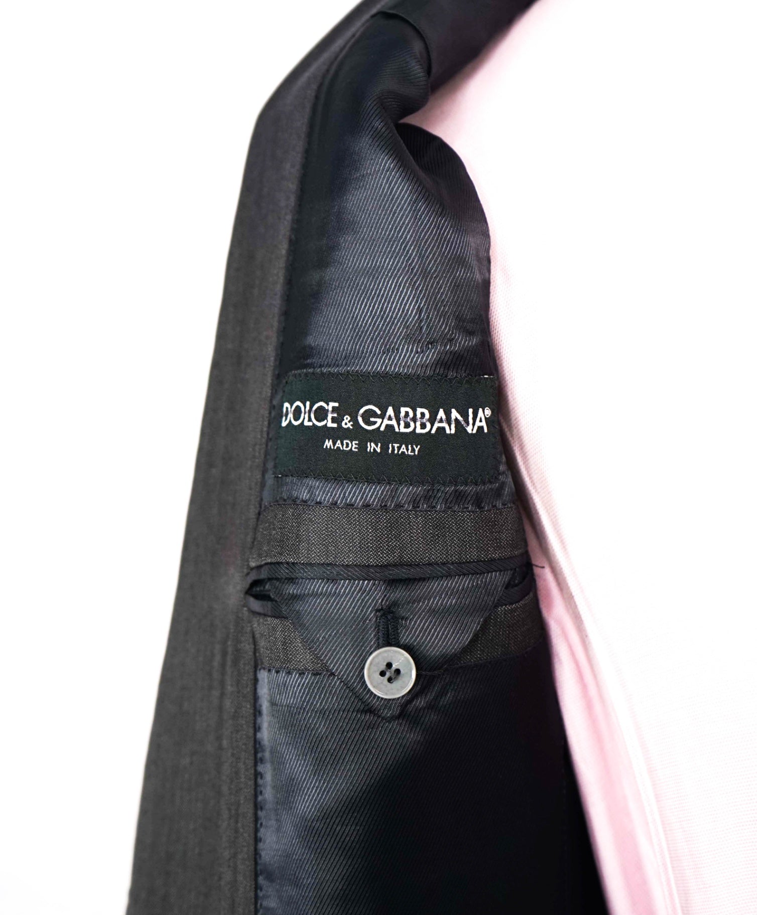 $1,950 DOLCE & GABBANA - Solid Gray Wool/Silk Sharkskin Blazer - 38R