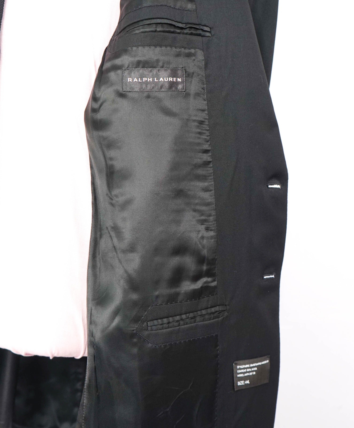 $1,495 RALPH LAUREN BLACK LABEL - Wool Solid Black Blazer - 44L