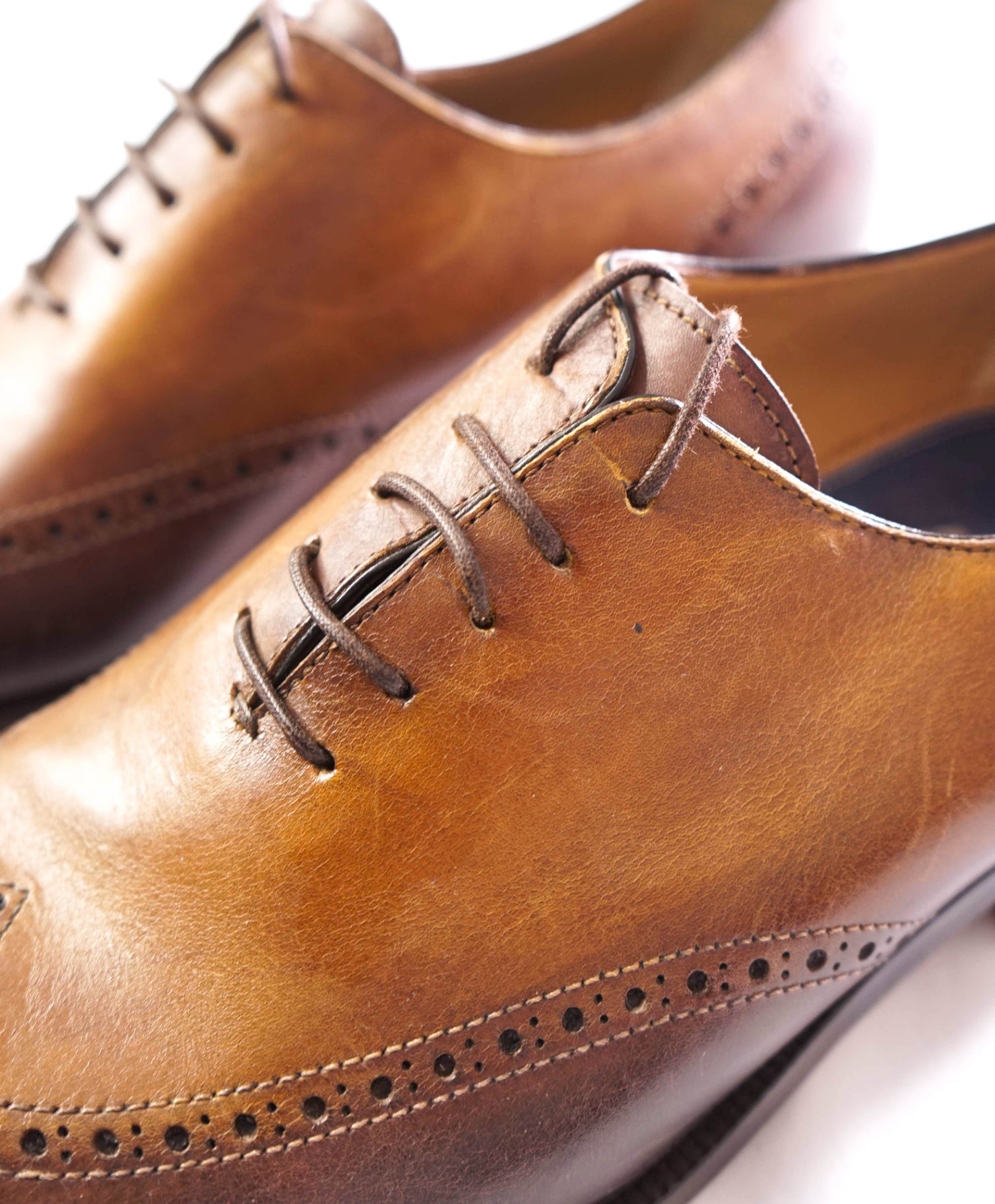 $795 DI BIANCO - 'AZUL' Wholecut Brown Patina Oxford Hand Made - 8 D