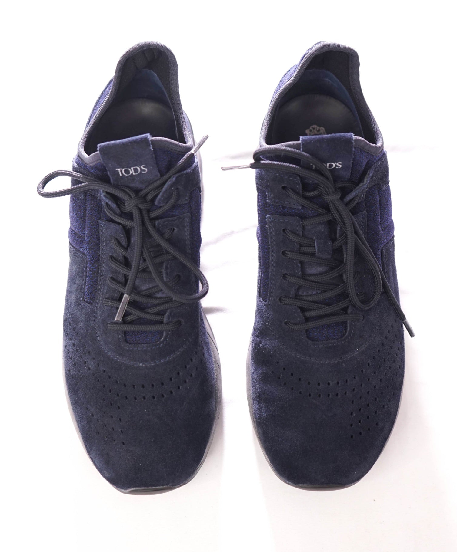 $780 TOD'S - Navy Suede "T" Sneakers - US 7.5 (UK6.5)