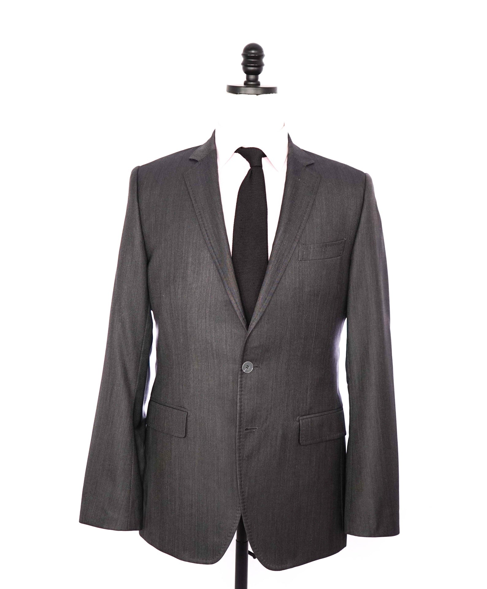 $1,950 DOLCE & GABBANA - Solid Gray Wool/Silk Sharkskin Blazer - 38R