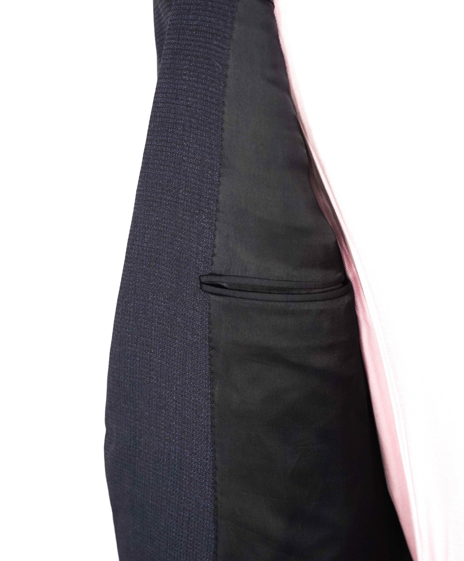$3,500 DIOR - Navy Blue Wool Textured Classic Slim Lapel Suit - 38R
