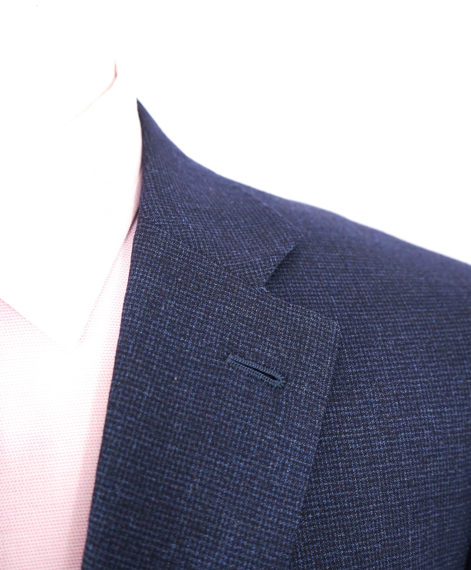 $4,050 ISAIA - Wool Navy Blue Micro check Suit - 42R