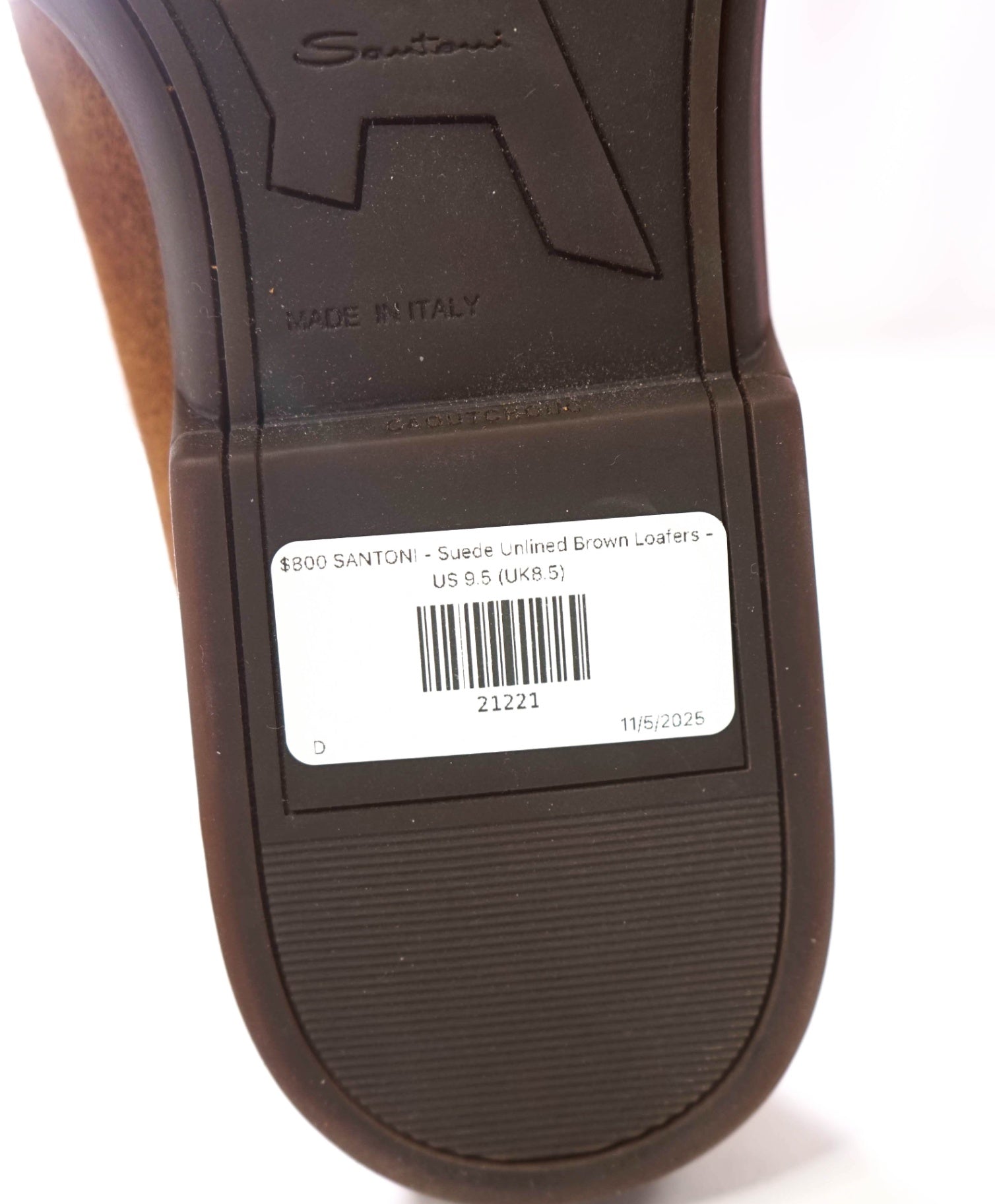 $800 SANTONI - Suede Unlined Brown Venetian Loafers - US 9.5 (UK8.5)