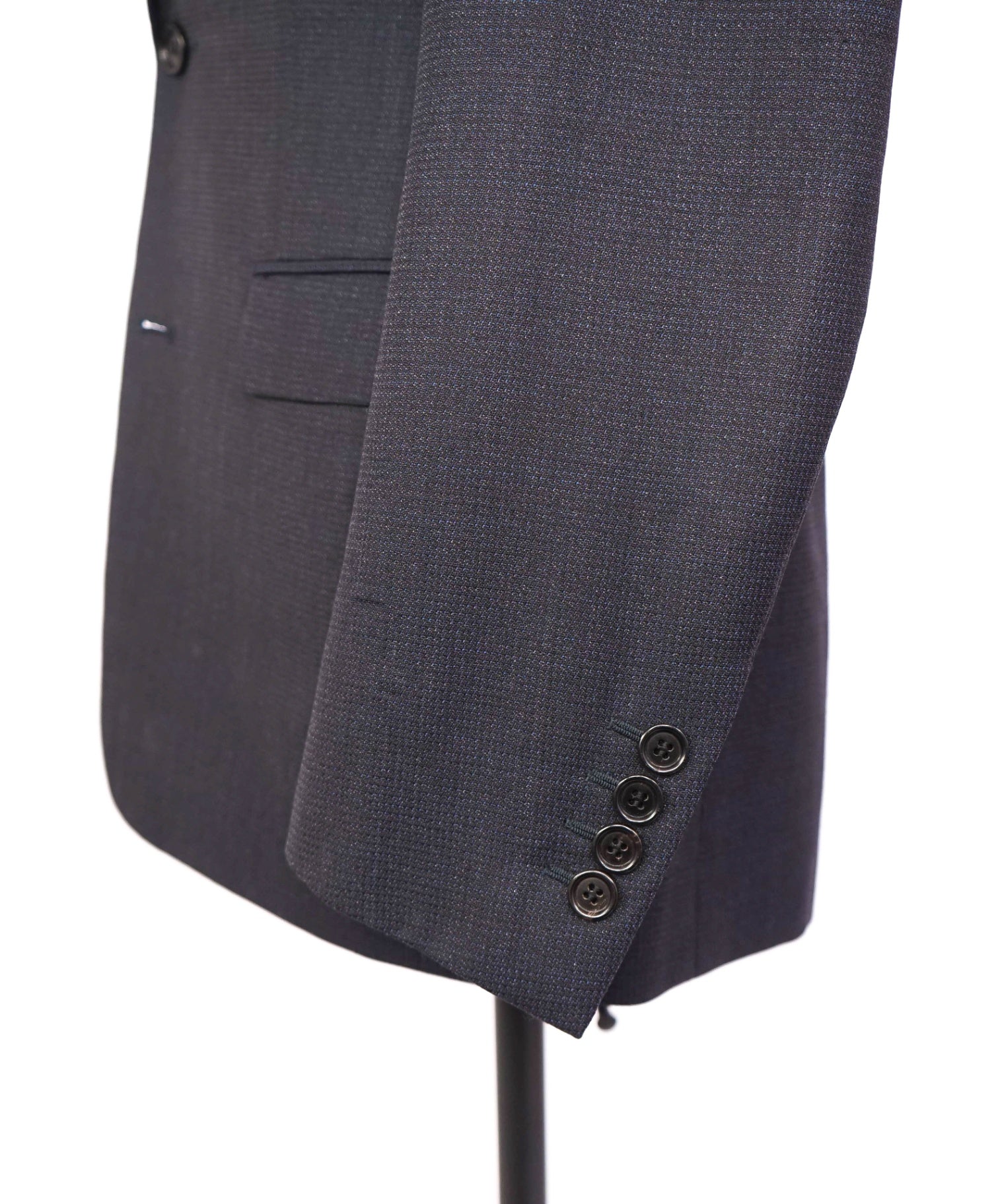 $3,500 DIOR - Navy Blue Wool Textured Classic Slim Lapel Suit - 38R
