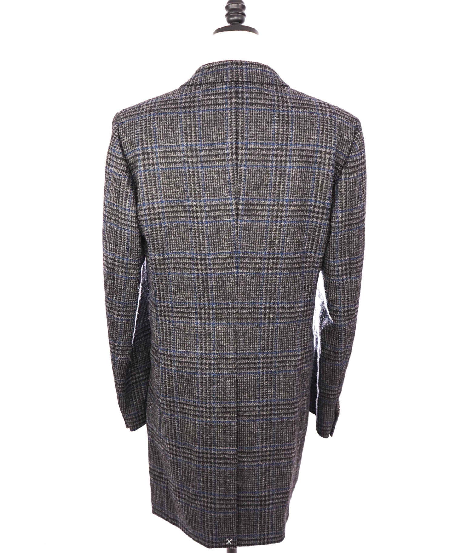 $2,950 BURBERRY LONDON - Wool Gray/Blue Plaid Overcoat - 46