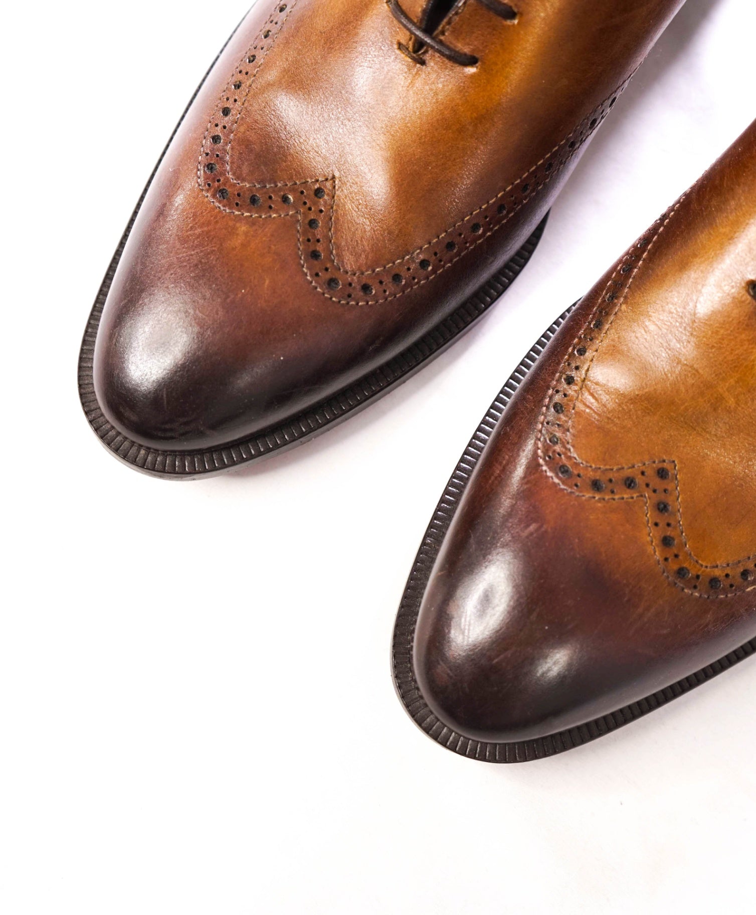 $795 DI BIANCO - 'AZUL' Wholecut Brown Patina Oxford Hand Made - 8 D