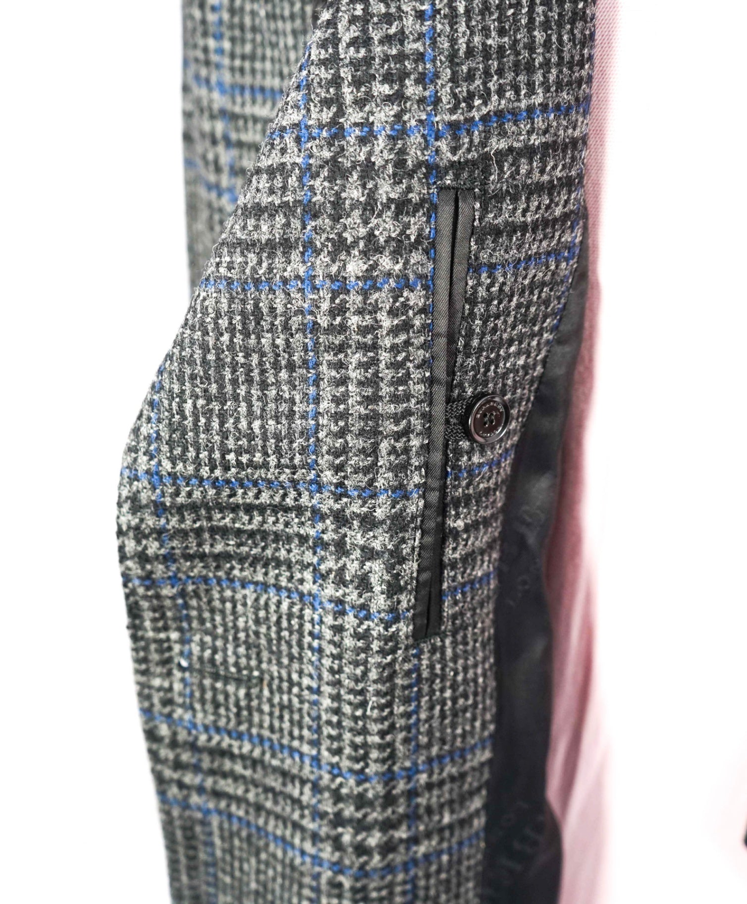 $2,950 BURBERRY LONDON - Wool Gray/Blue Plaid Overcoat - 46
