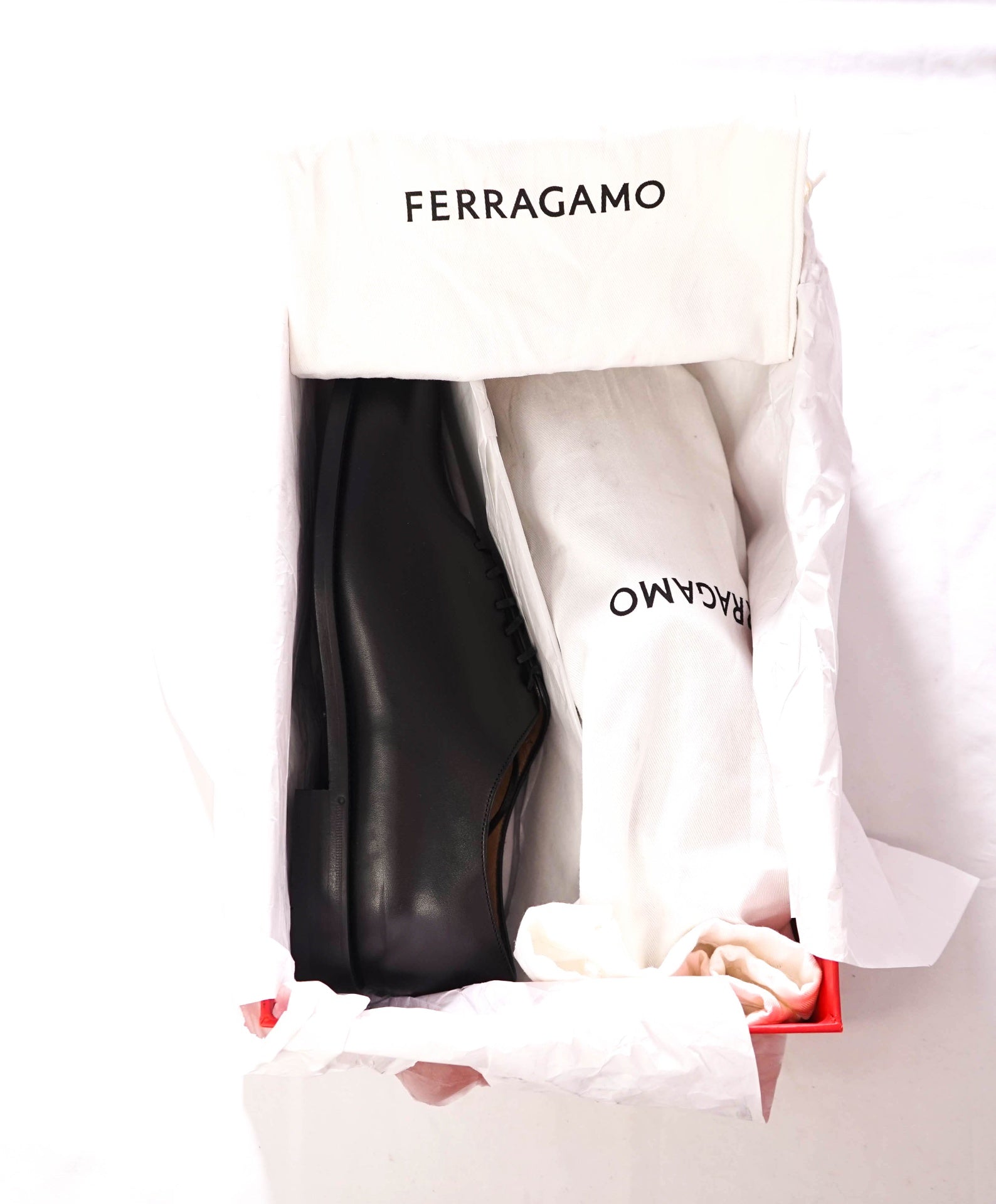 $1,095 FERRAGAMO - "GOFFREY" Black Whole Cut Oxfords - 8 EEE