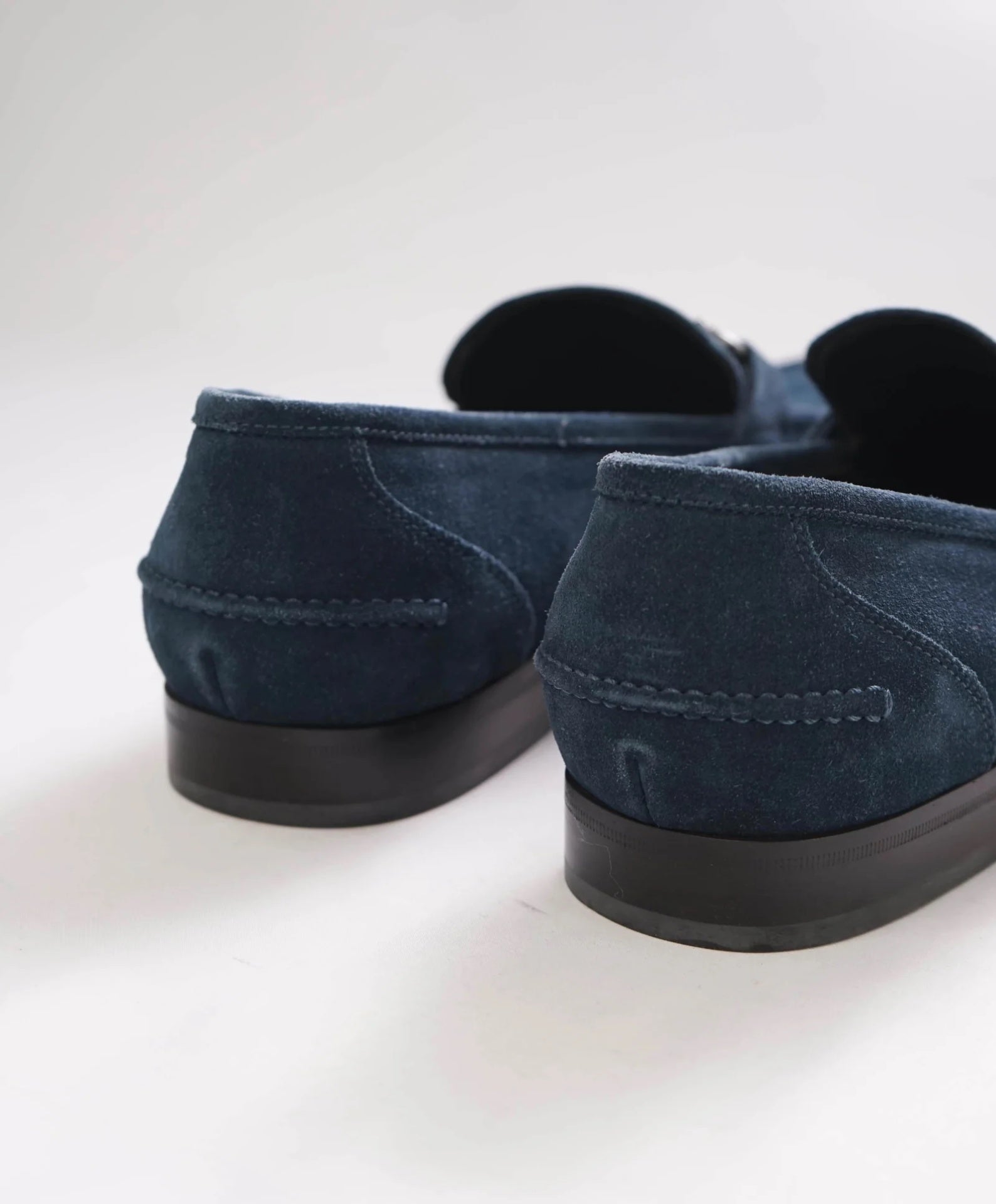 $850 FERRAGAMO - Navy Blue Suede "TAPAS" Loafers - 9 EE