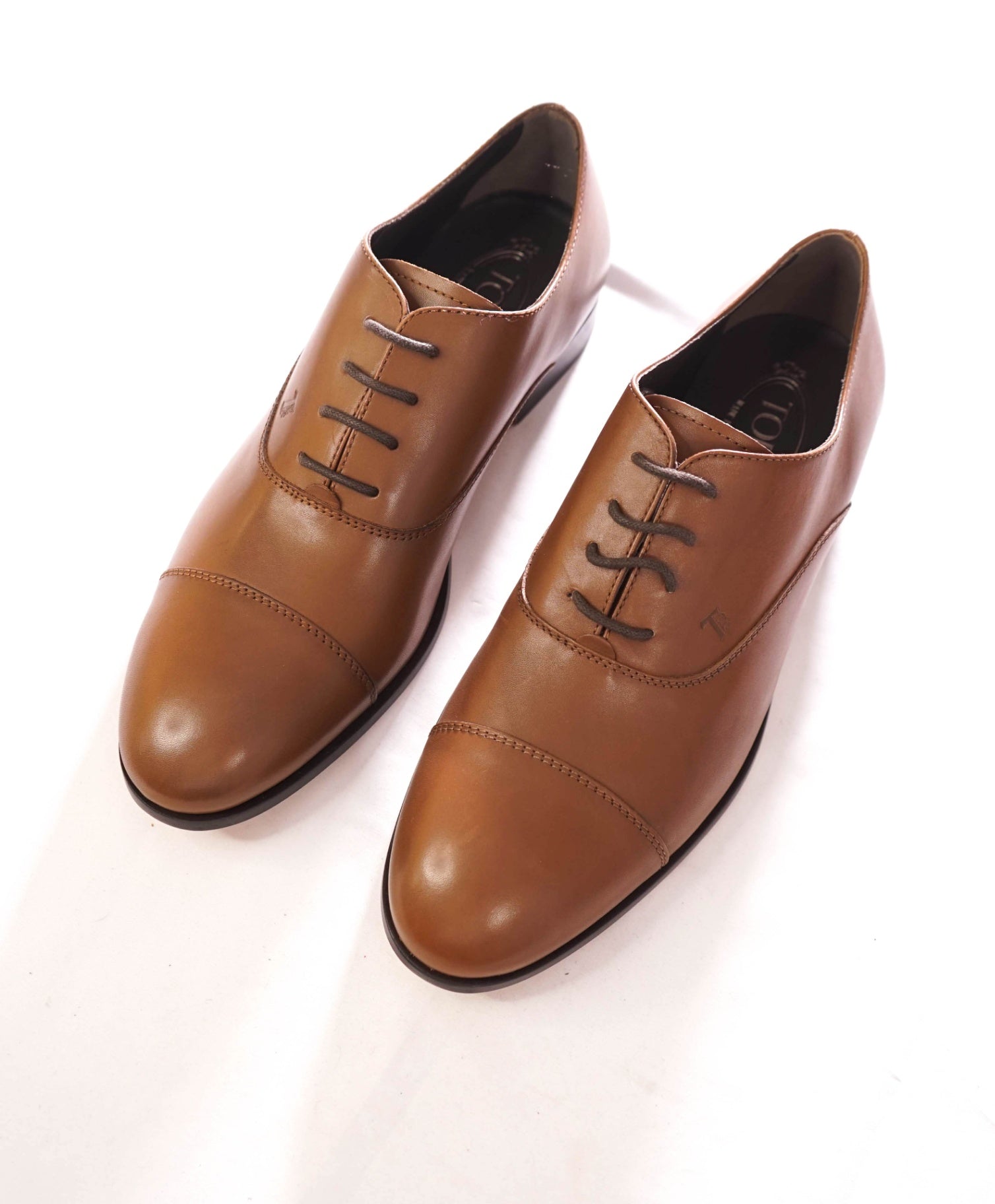 $975 TOD'S - Brown Leather Oxfords LOGO - US 8.5 (UK7.5)