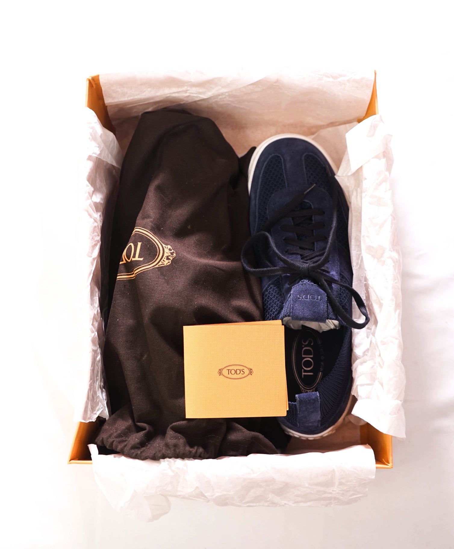 $945 TOD'S - Navy Blue Fabric/Suede Sneakers - US 9 (UK8)