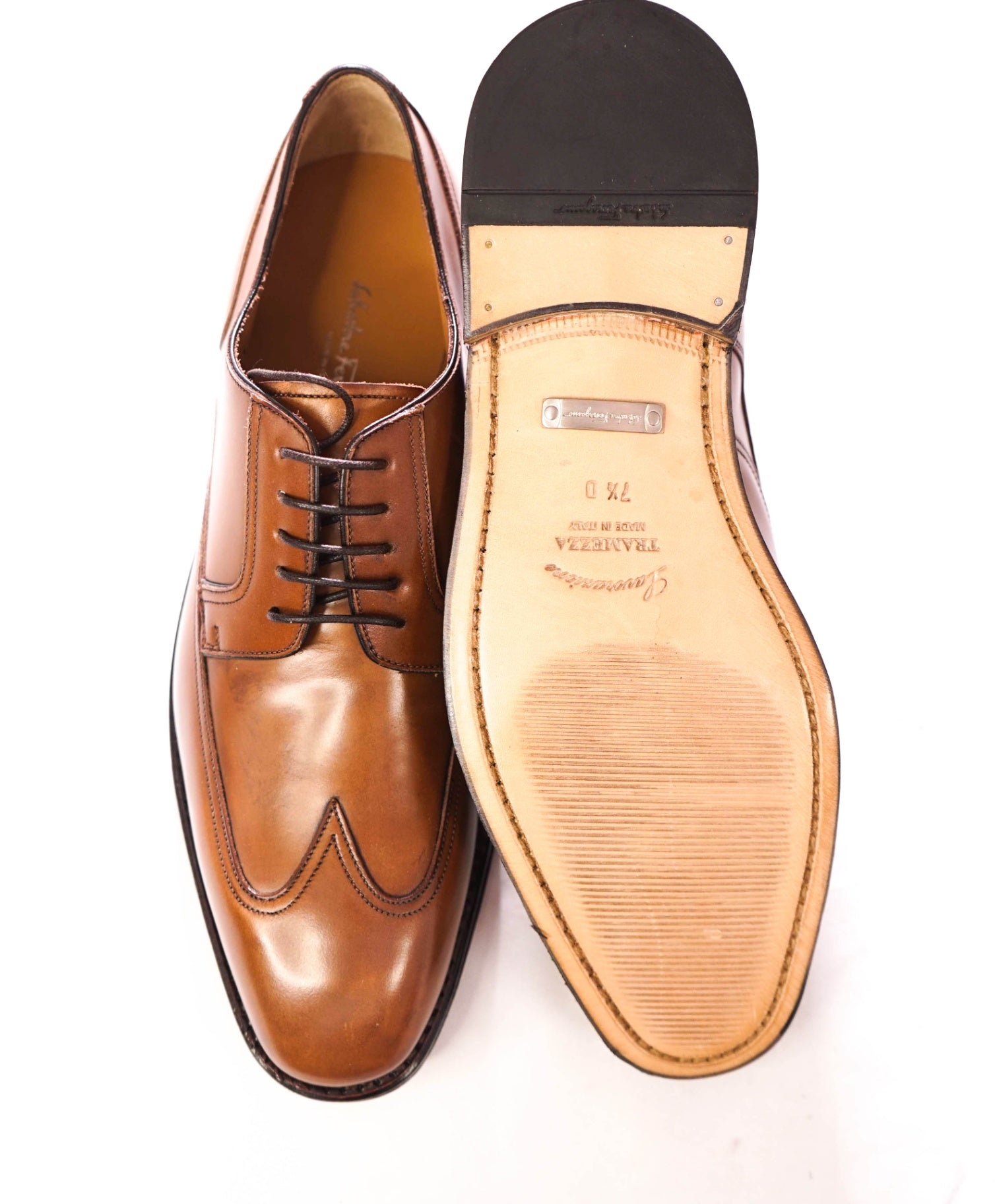 $1,250 FERRAGAMO - "TRAMEZZA" Walnut Brown "CANDIDO" - 7.5 D