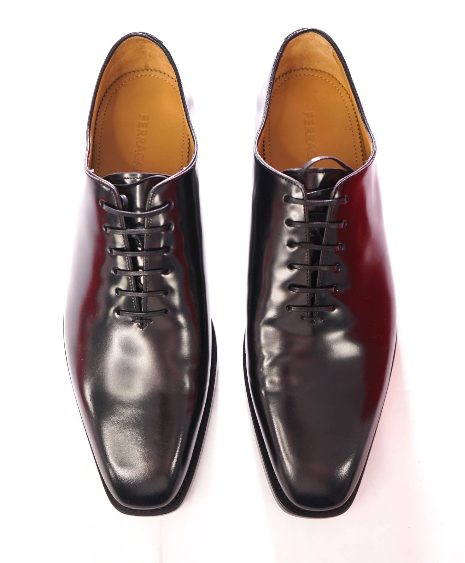 $1,090 FERRAGAMO - Black Leather "GEOFFREY" Oxfords - 12 D