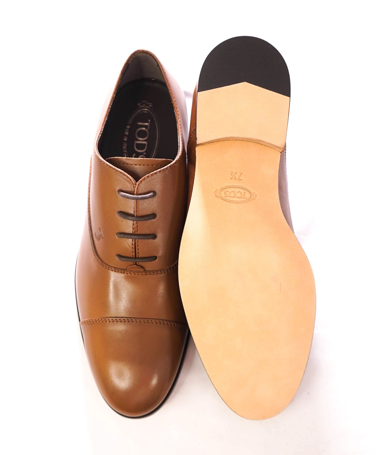 $975 TOD'S - Brown Leather Oxfords LOGO - US 8.5 (UK7.5)