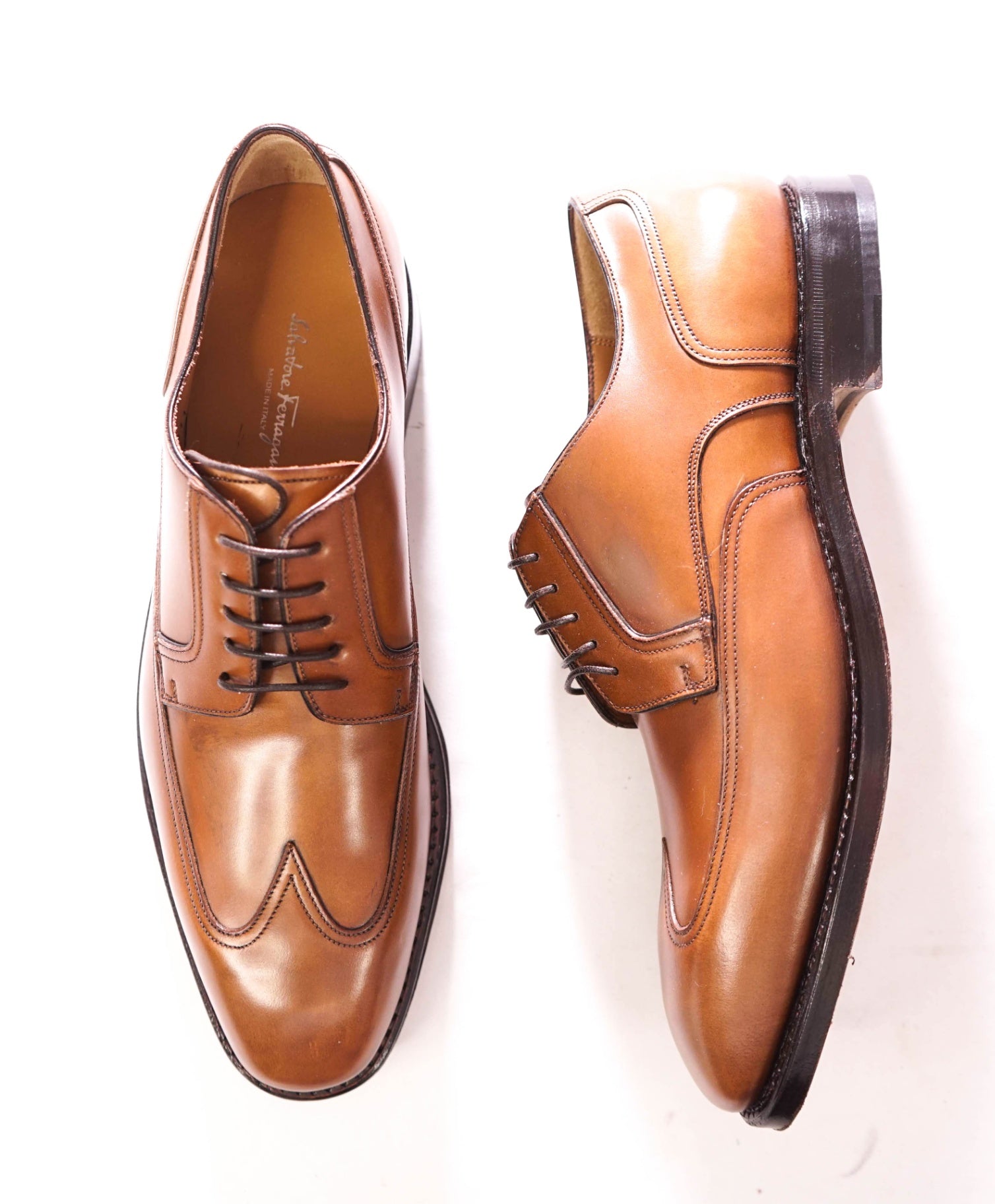 $1,250 FERRAGAMO - "TRAMEZZA" Walnut Brown "CANDIDO" - 7.5 D