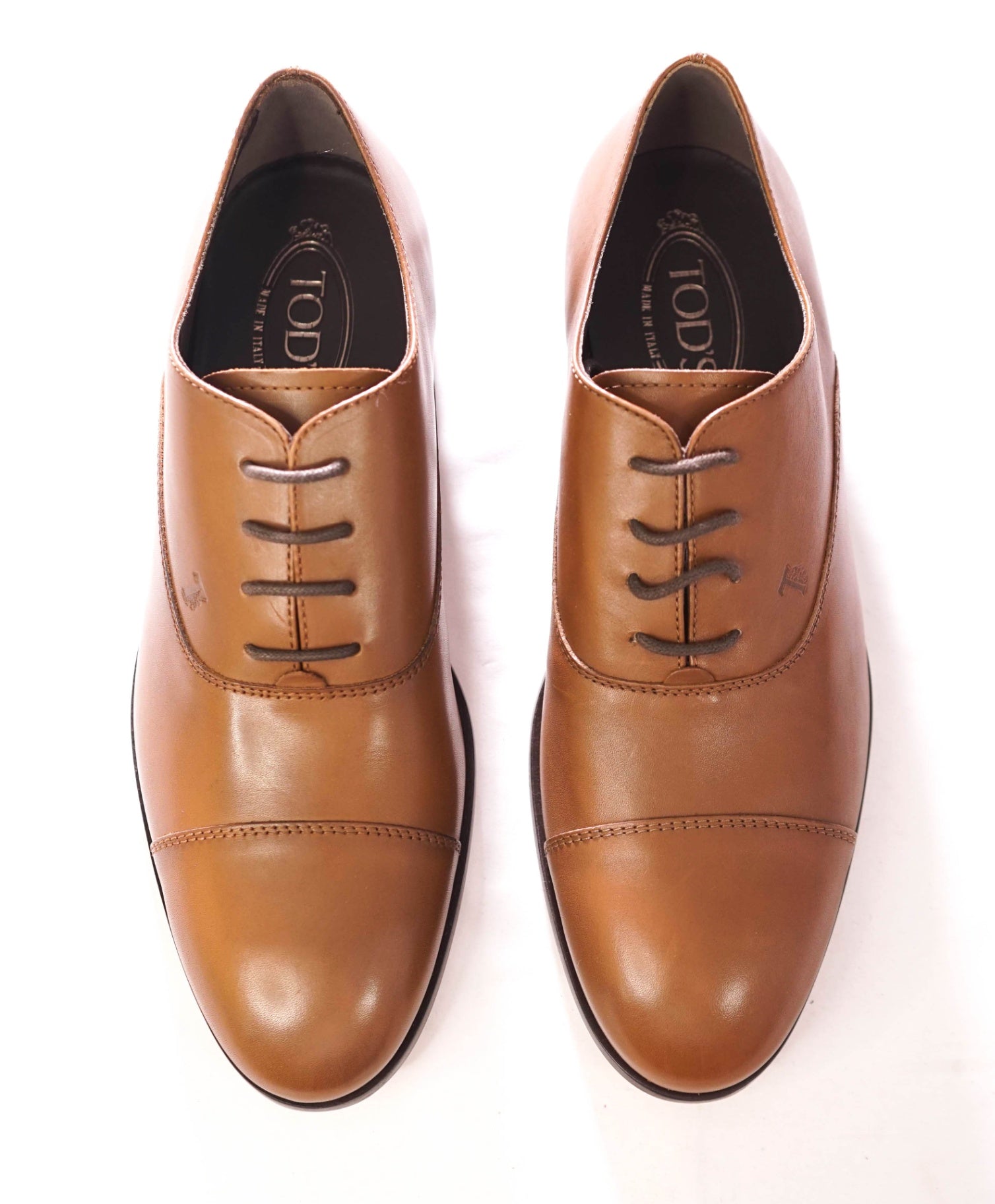 $975 TOD'S - Brown Leather Oxfords LOGO - US 8.5 (UK7.5)
