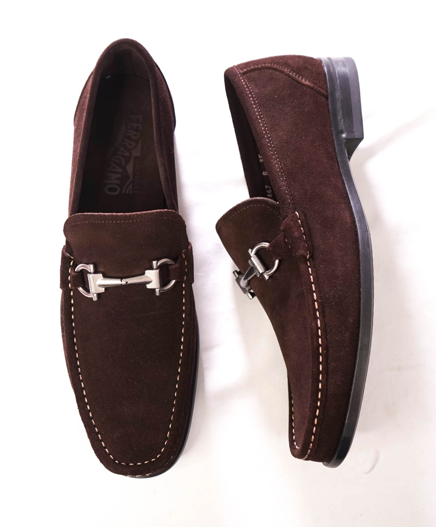$850 FERRAGAMO - Brown Suede "MAGNIFICO" Loafers - 8 3E