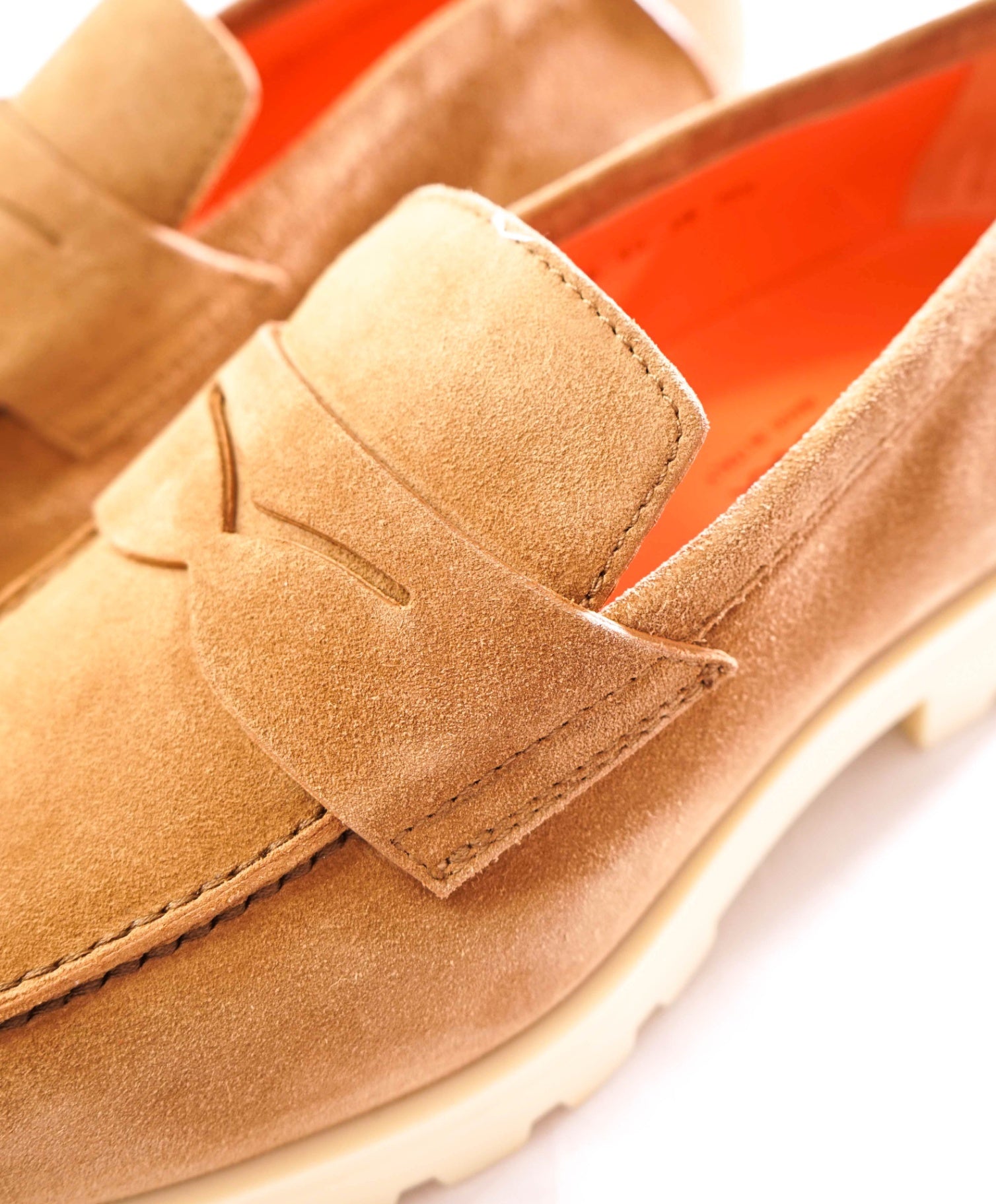 $1,295 SANTONI - Suede Lug Sole SUMMER WALK Loafers - US 10.5 (9.5UK)