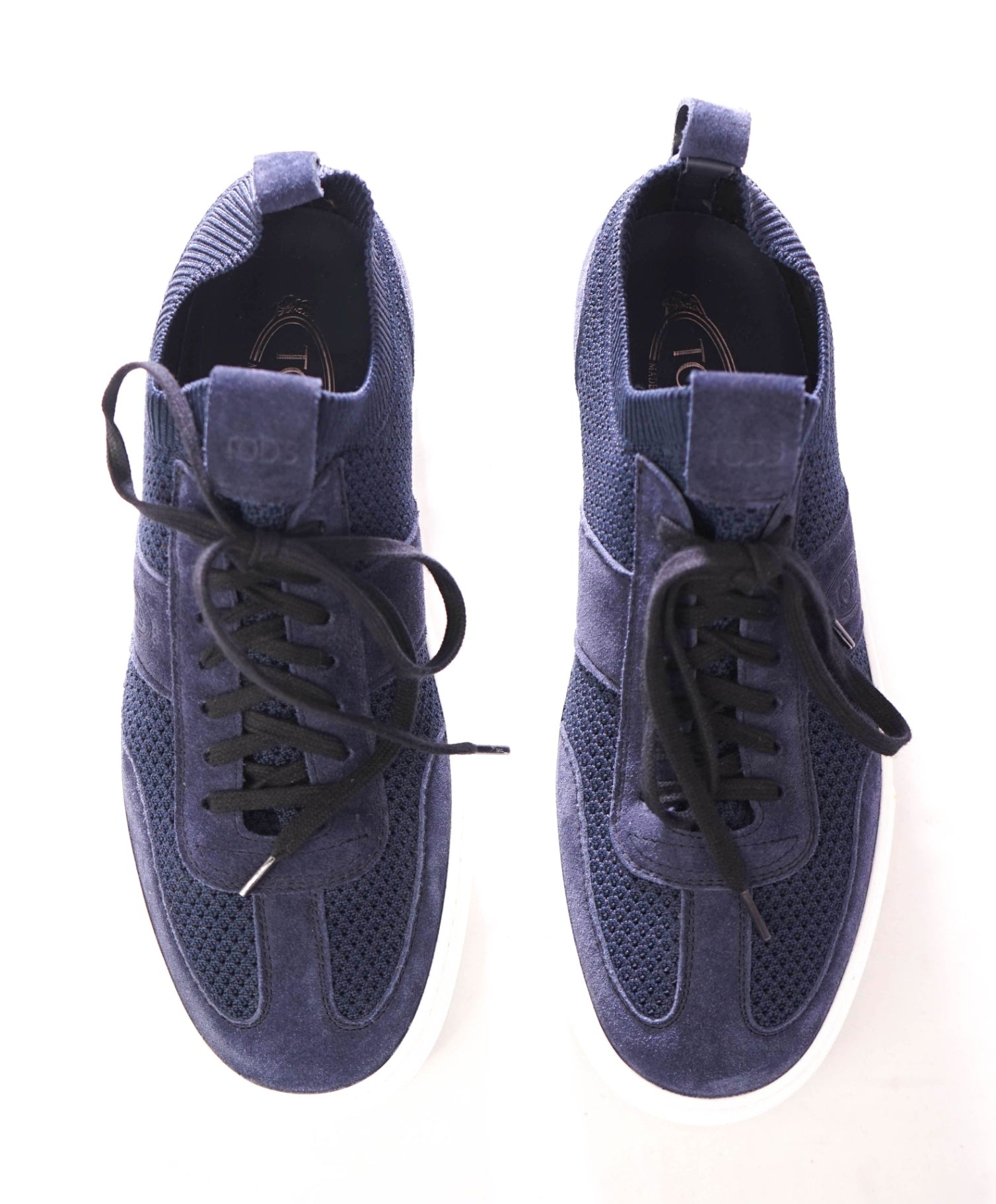 $945 TOD'S - Navy Blue Fabric/Suede Sneakers - US 9 (UK8)