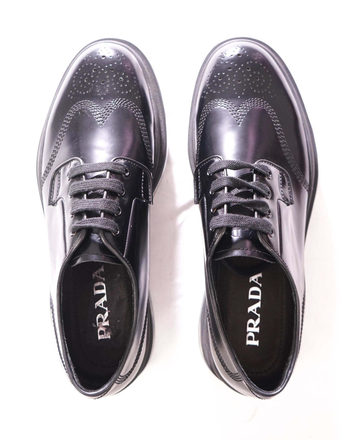 $1,050 PRADA - Black Leather Lug Sole Air Levitate Derby - US 10 (9 UK)
