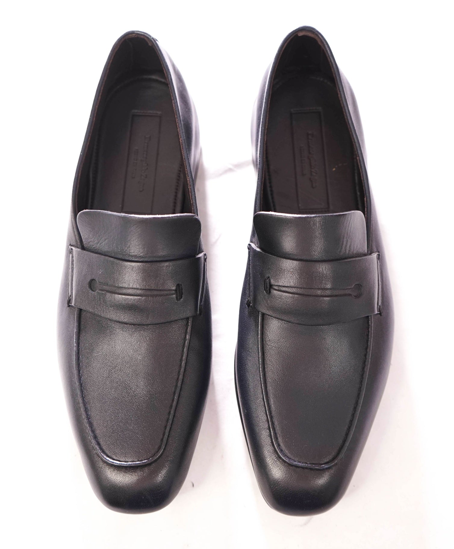 $950 ZEGNA - L'asola Black Leather Penny Loafers - US 9 (8UK)