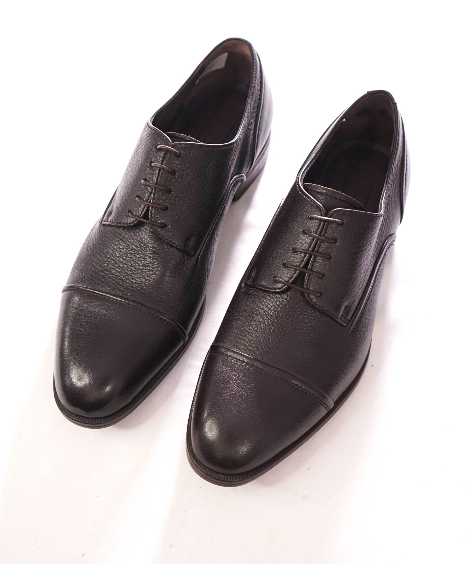 $1,150 ZEGNA - Brown "AVENUE FLEX" Pebble Leather Derby - US 9 (8UK)