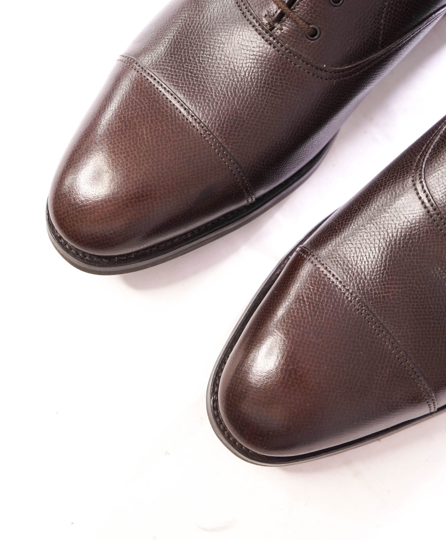 $2,030 JOHN LOBB - Brown Pebble Leather Oxfords - US 12.5 (11.5UK)