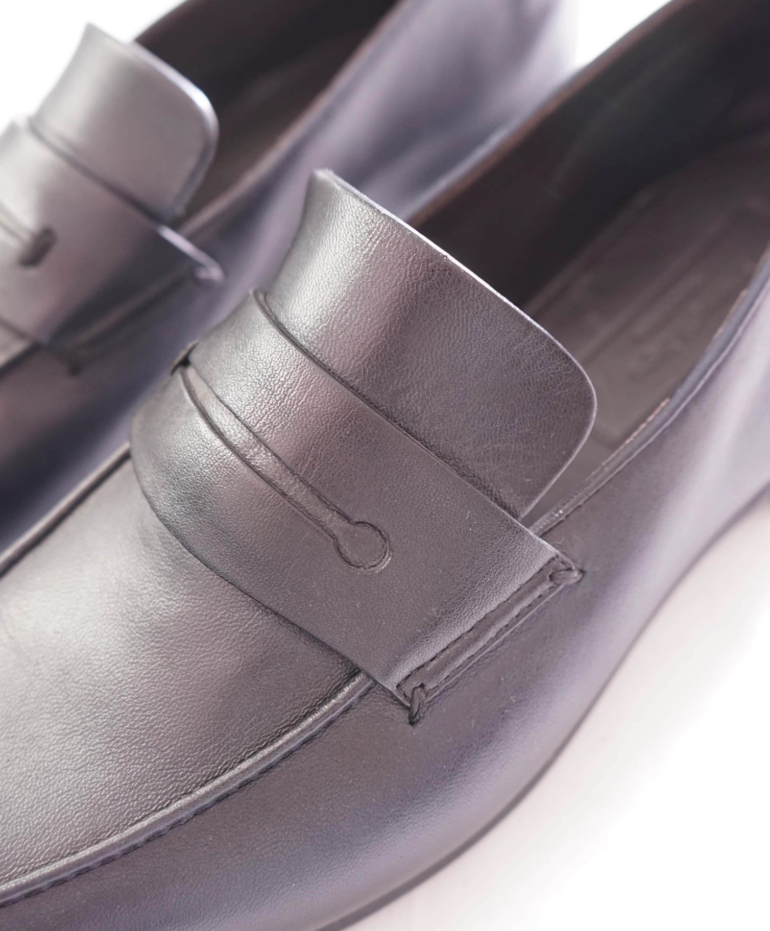 $950 ZEGNA - L'asola Black Leather Penny Loafers - US 9 (8UK)