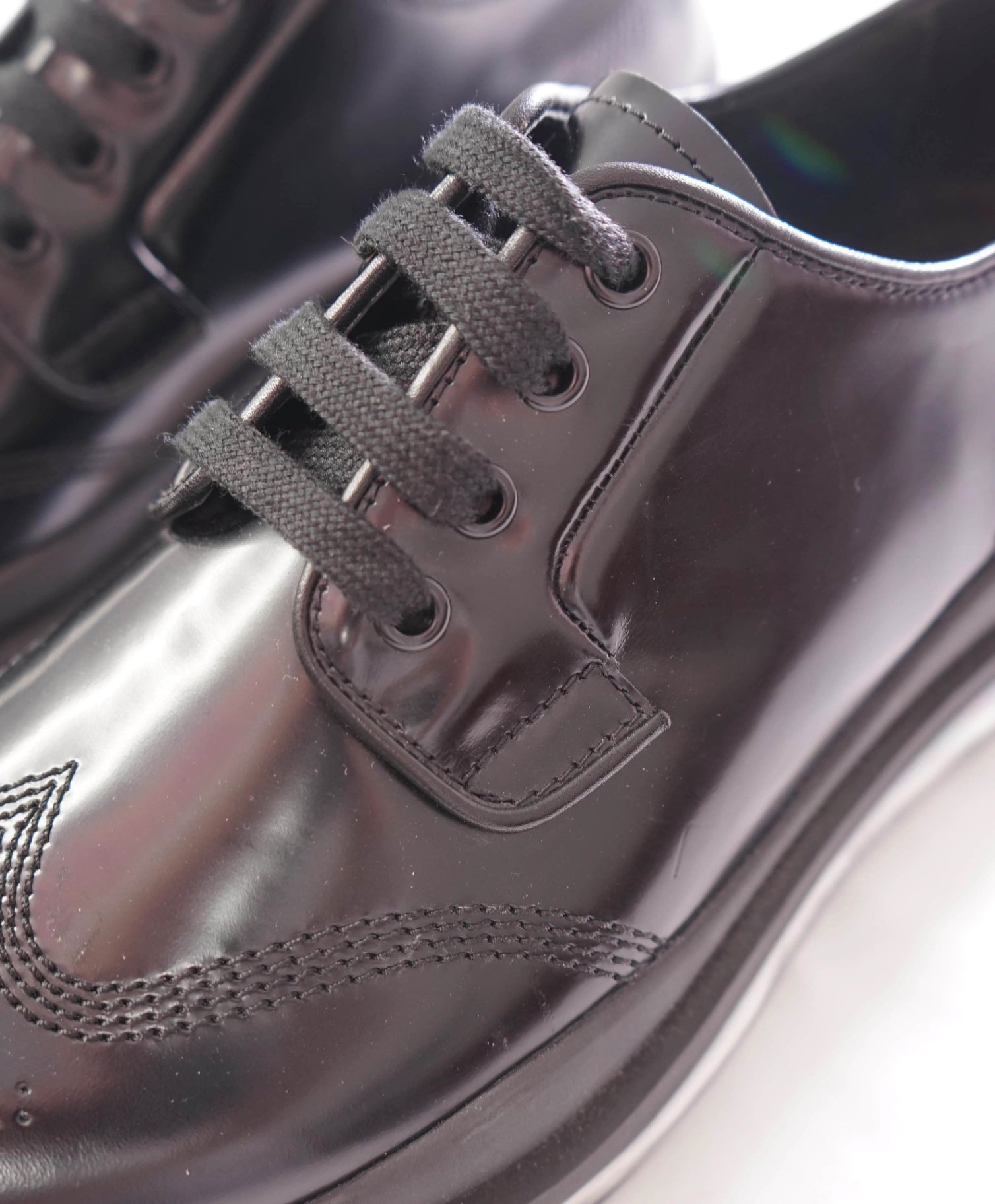 $1,050 PRADA - Black Leather Lug Sole Air Levitate Derby - US 10 (9 UK)