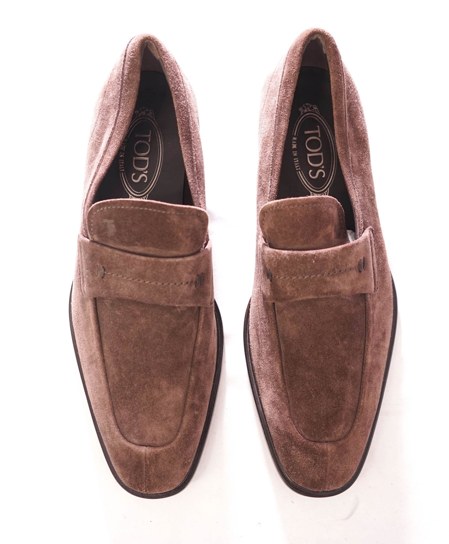 $750 TOD'S - Brown Suede Moc Penny Loafers - US 9 (UK8)