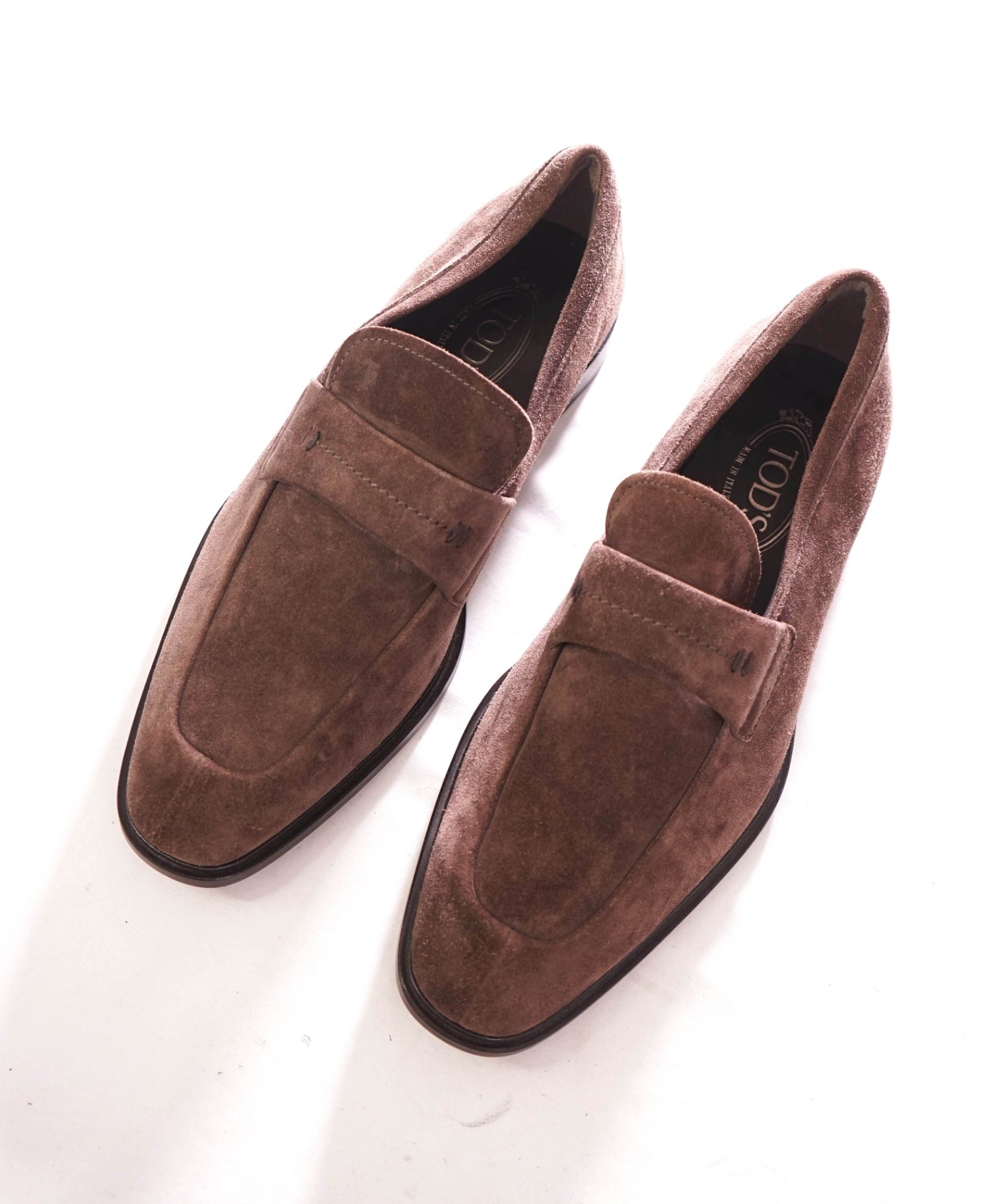 $750 TOD'S - Brown Suede Moc Penny Loafers - US 9 (UK8)