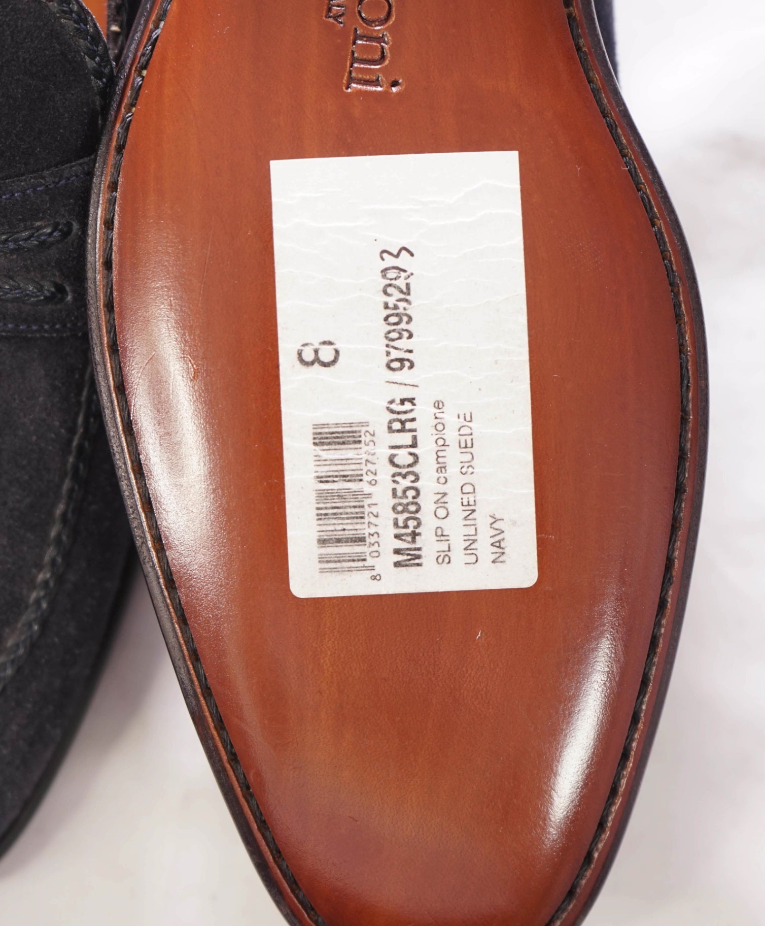 $1,100 A.TESTONI - Navy Unlined Suede Moc Penny Loafer - 8