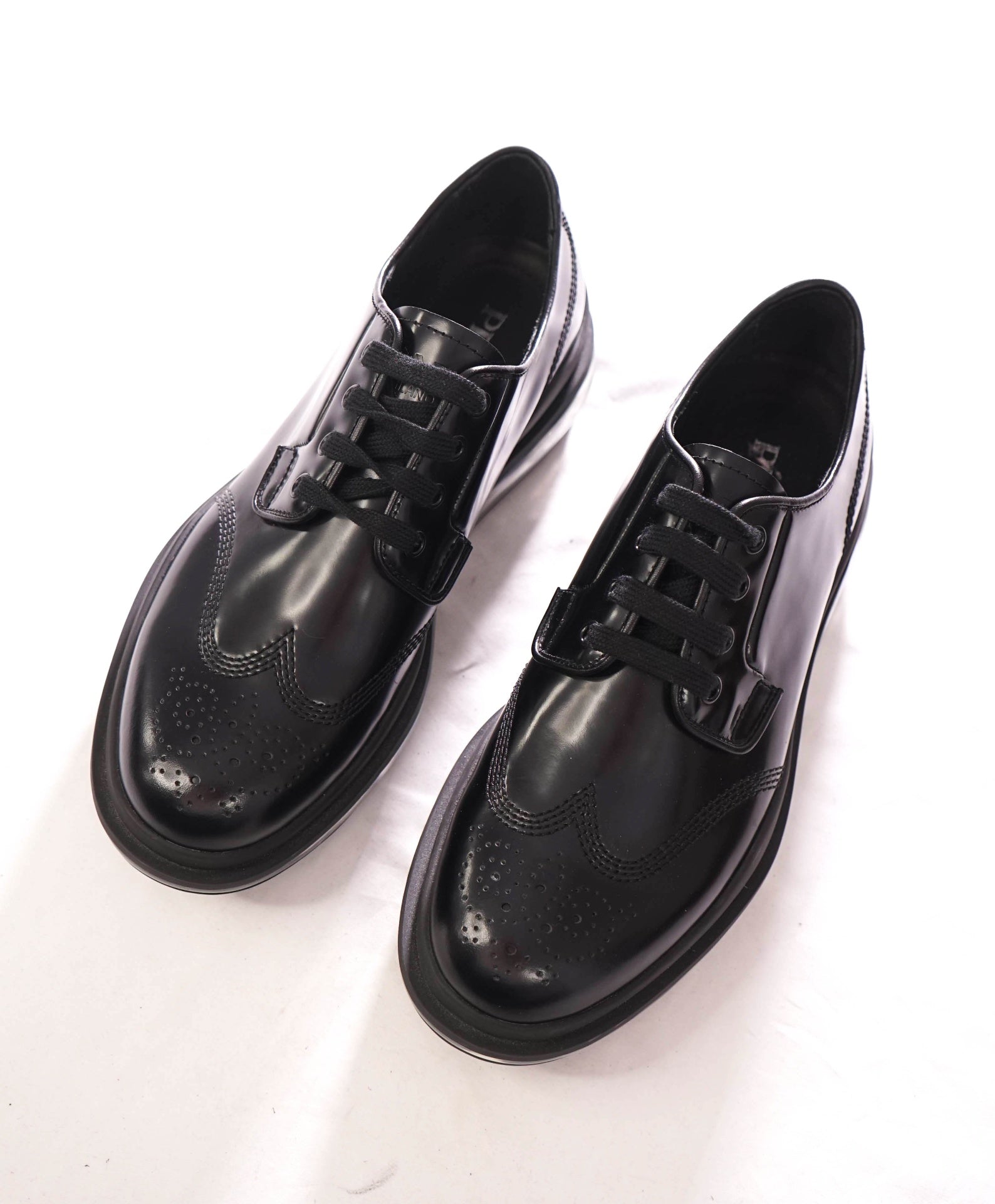 $1,050 PRADA - Black Leather Lug Sole Air Levitate Derby - US 10 (9 UK)