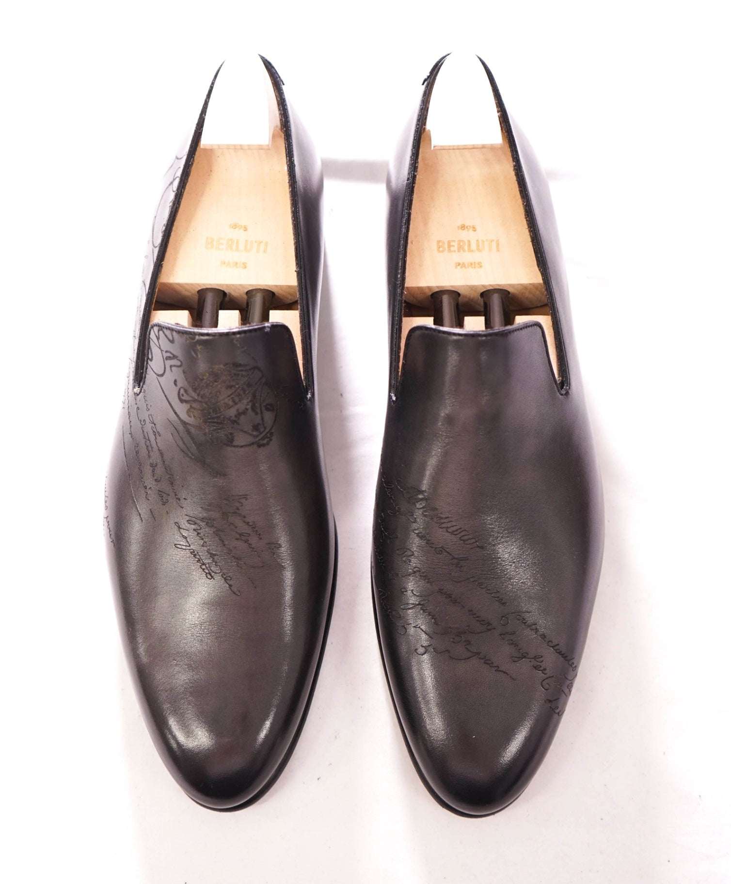 $2,540 BERLUTI - Gray SCRITTO Leather Loafers - US 9 (UK8)