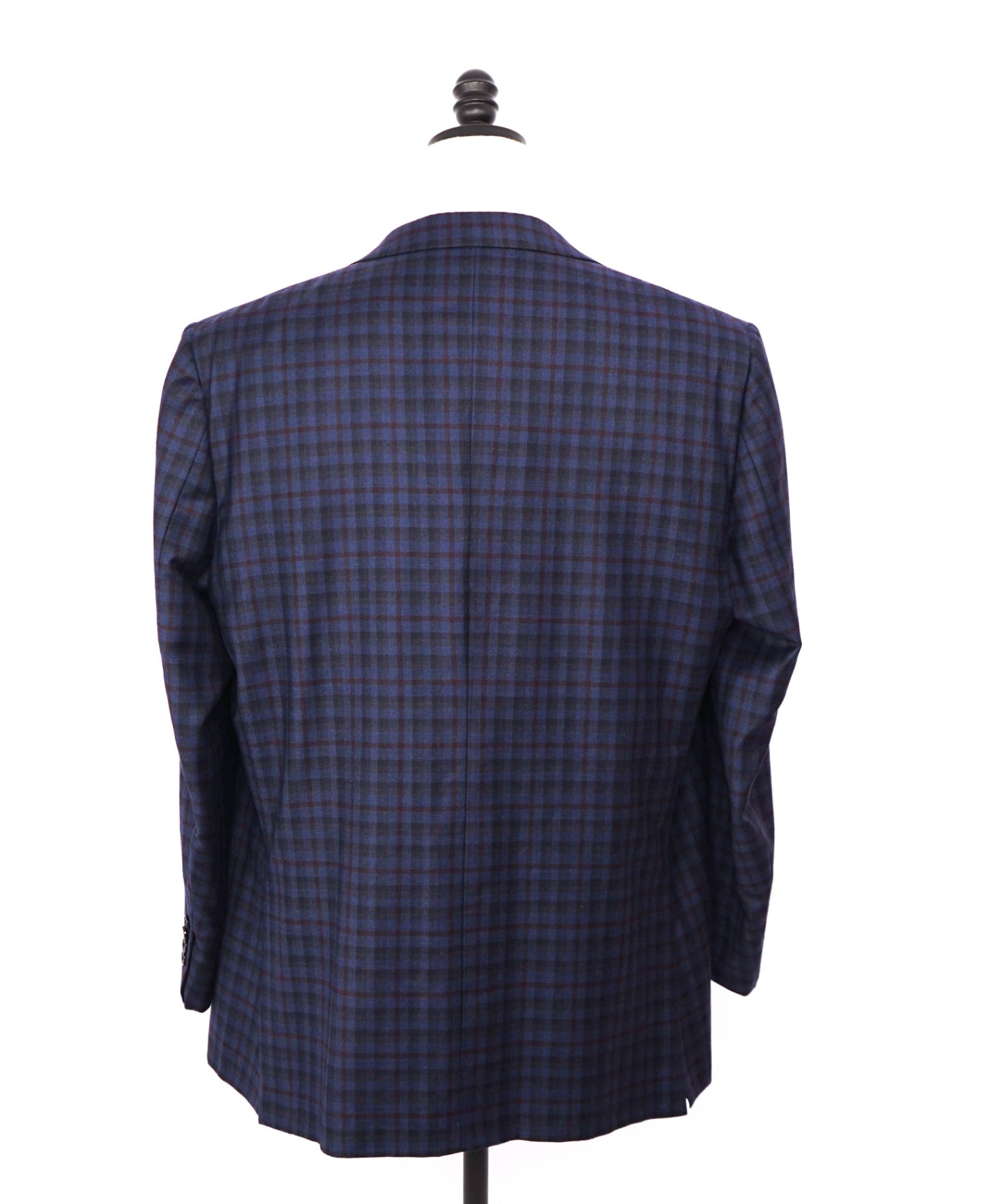 $3,290 ZEGNA - "TROFEO LIGHT" Blue/Burgundy Plaid Flannel Blazer - 48R