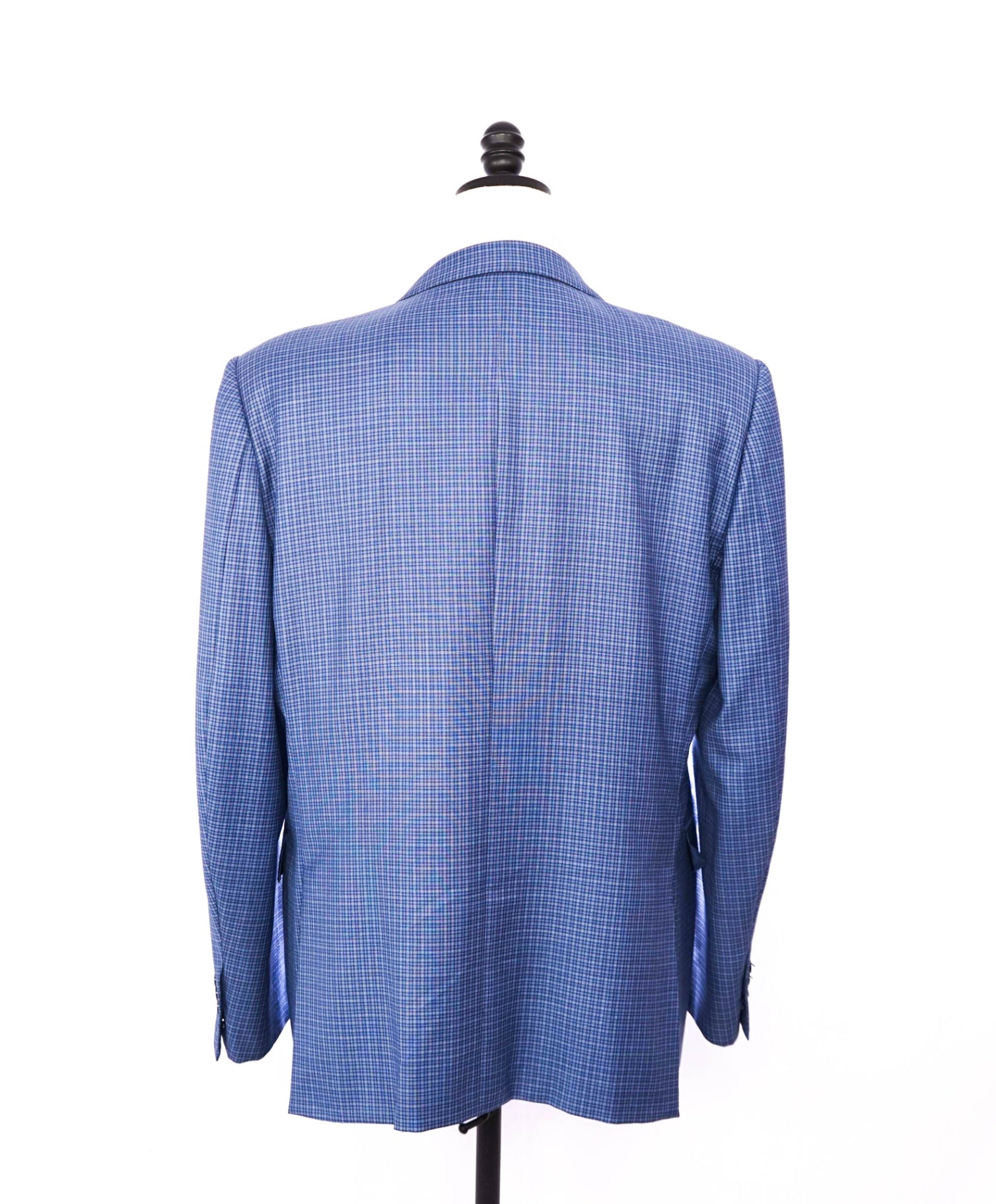 $3,290 ZEGNA - Blue Micro Check "LANA SUPERFINE" Blazer- 46R