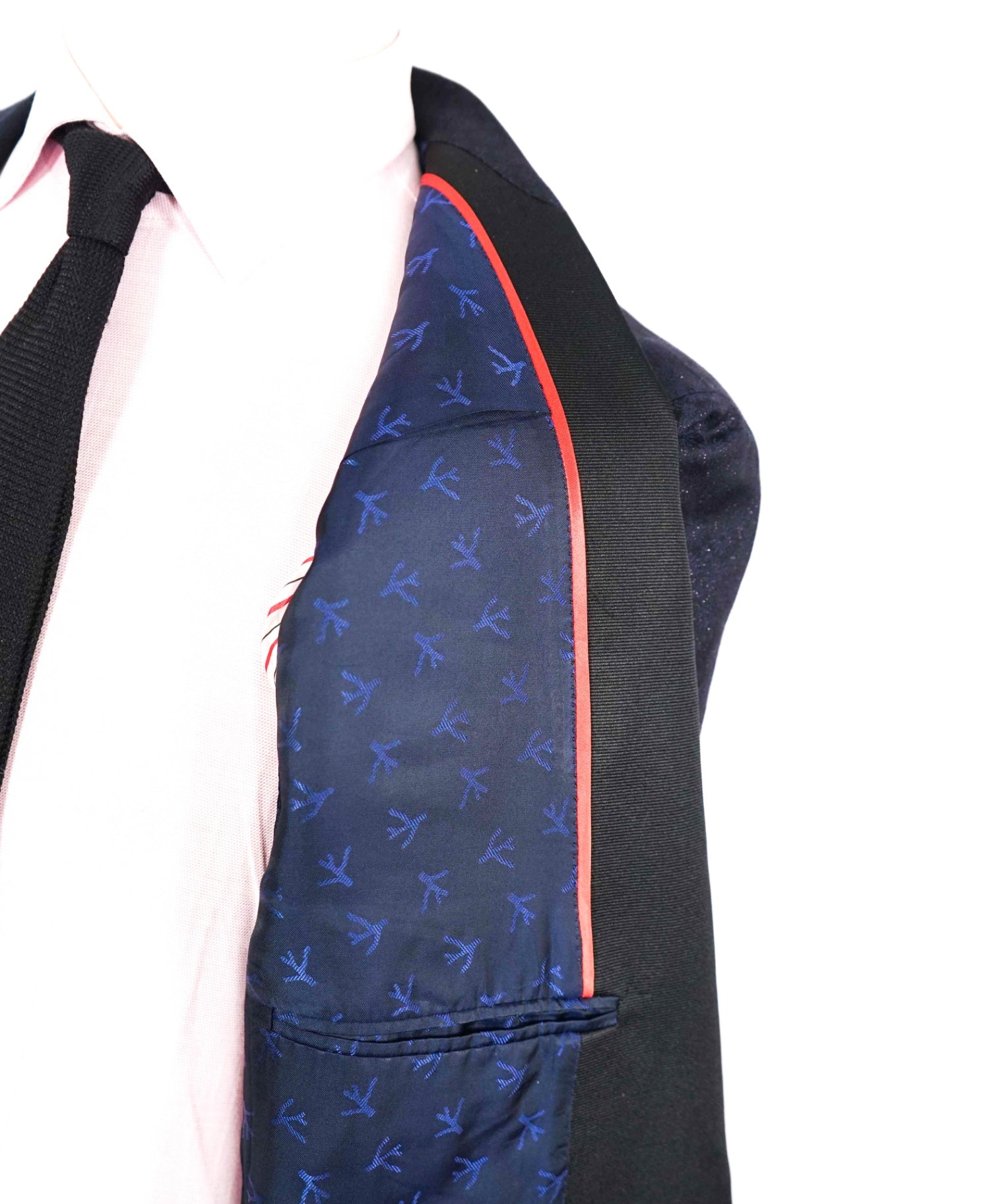 $6,200 ISAIA - Navy Floral "Custom: JOE MANGANIELLO" Tuxedo Jacket - 42L