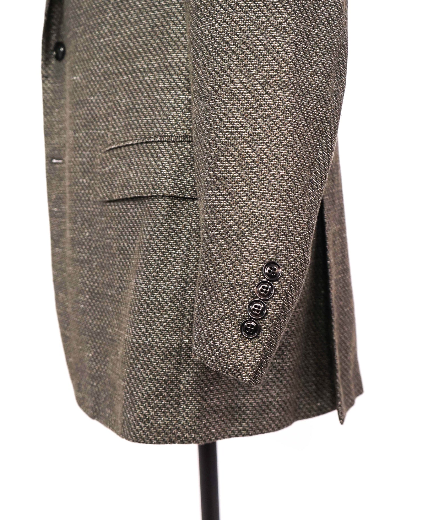 $2,695 ZEGNA - Geometric Green Silk/Linen/Wool Blazer- 46L