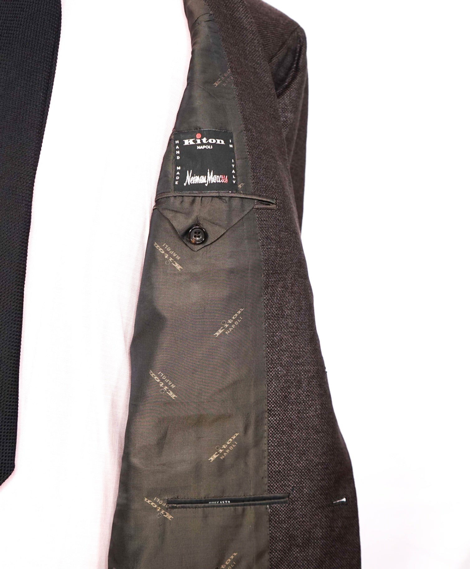 $9,500 KITON - Brown 100% PURE SILK Textured Blazer - 44R